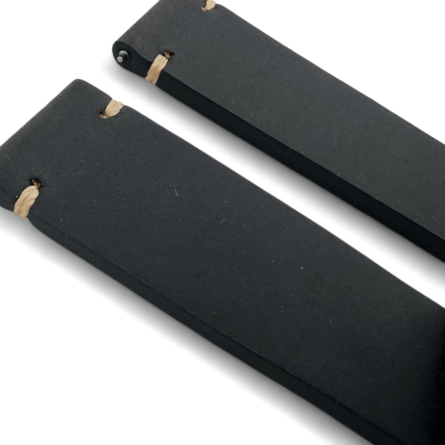 Handmade Thick Italian Leather Watch Strap Black 20mm 22mm - Wrist Envy