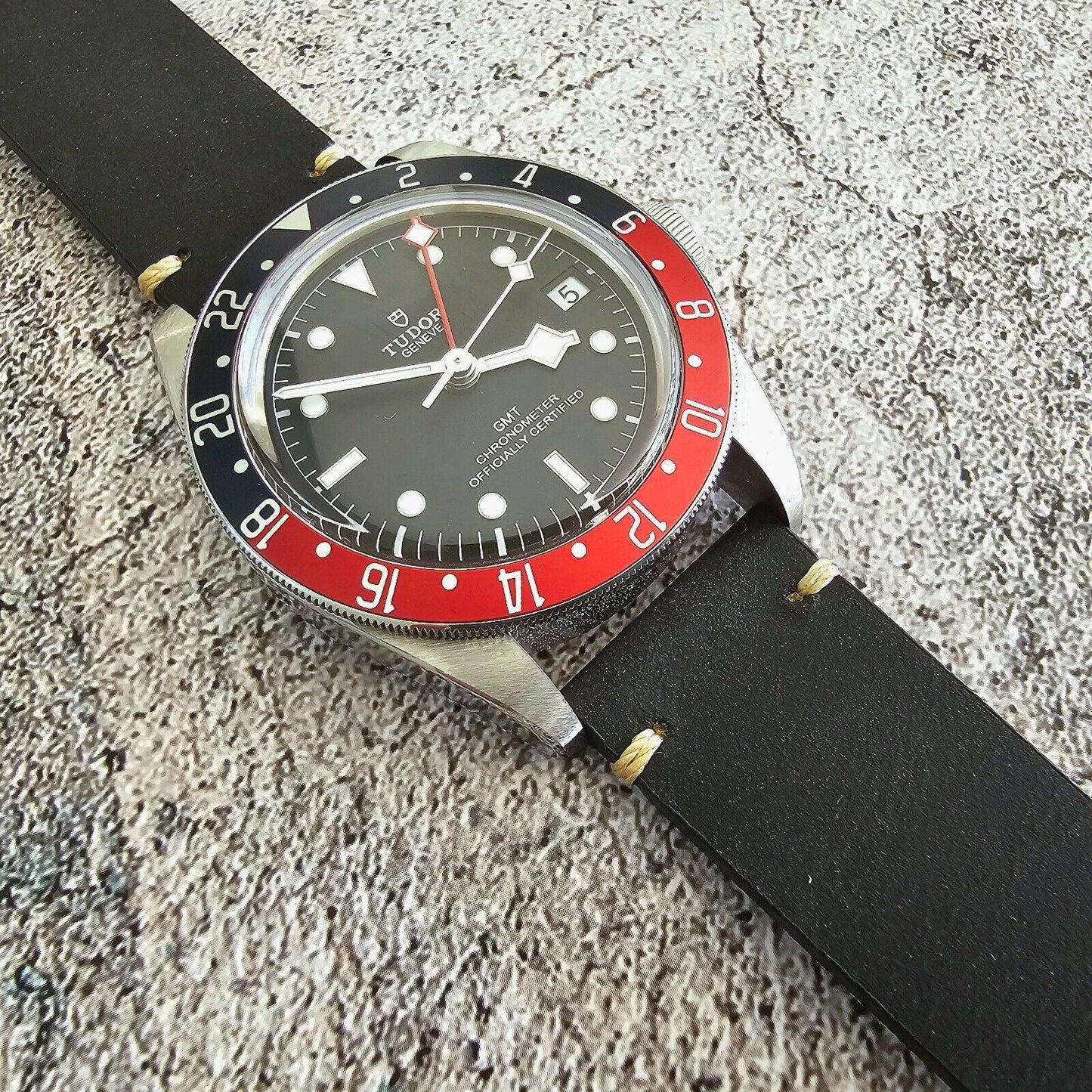 Handmade Top Grain Italian Leather Watch Strap Black 20mm 22mm - Wrist Envy