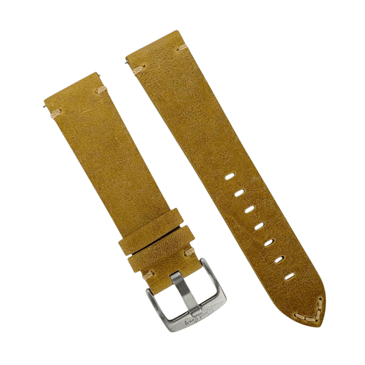 Handmade Top Grain Italian Leather Watch Strap Khaki Sand 20mm 22mm - Wrist Envy