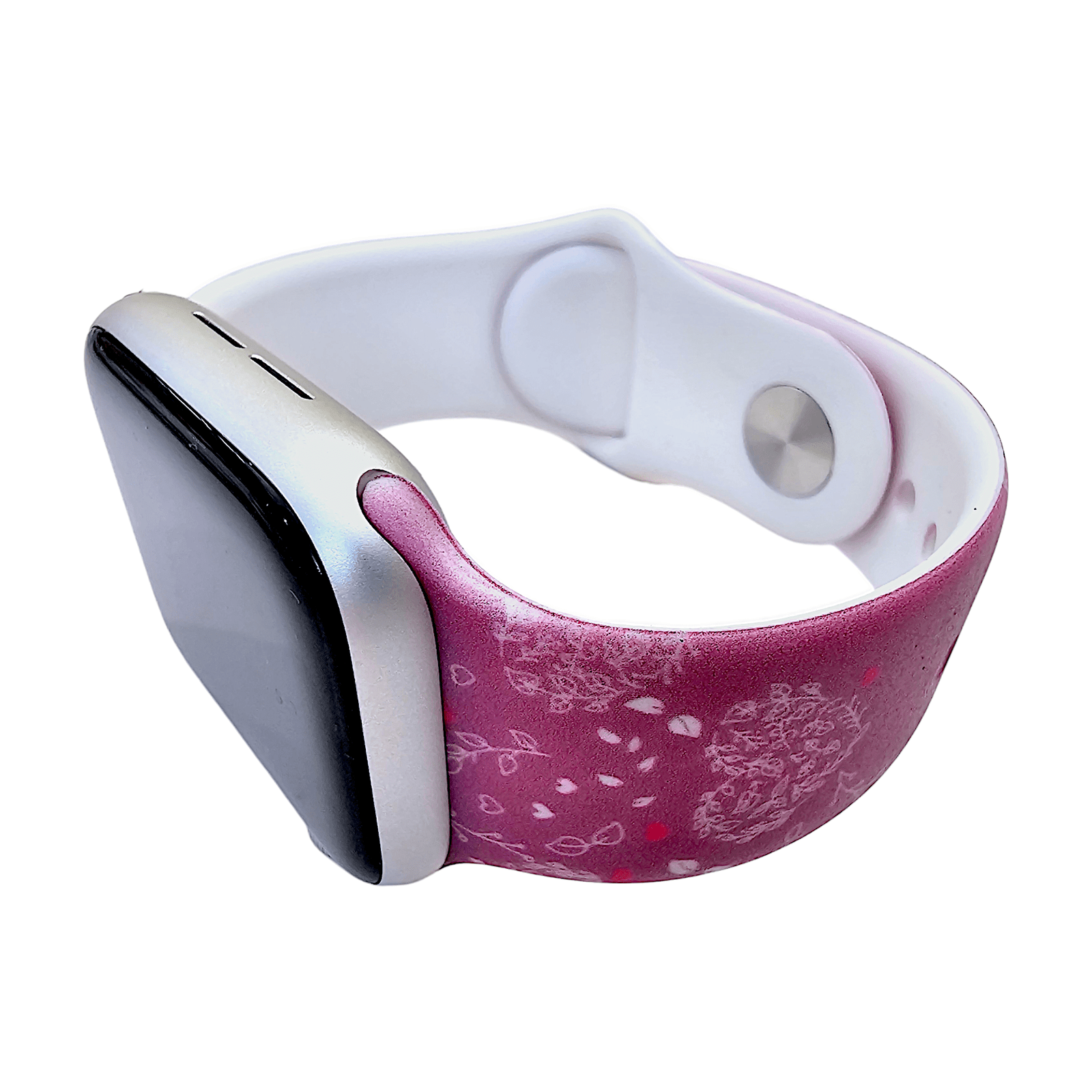Heart Patterned Silicone Watch Strap For Apple Watch Dark Pink - Wrist Envy