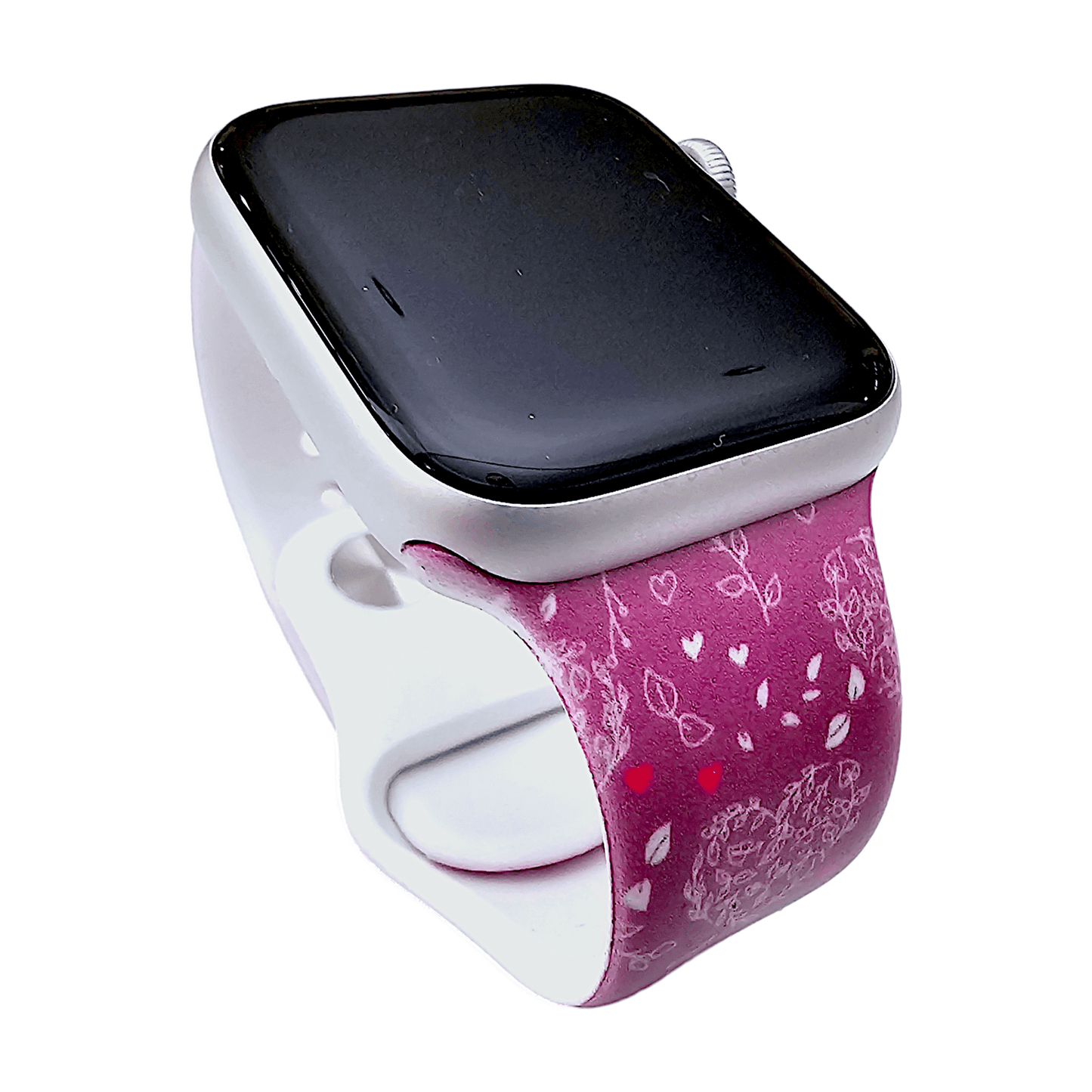 Heart Patterned Silicone Watch Strap For Apple Watch Dark Pink - Wrist Envy