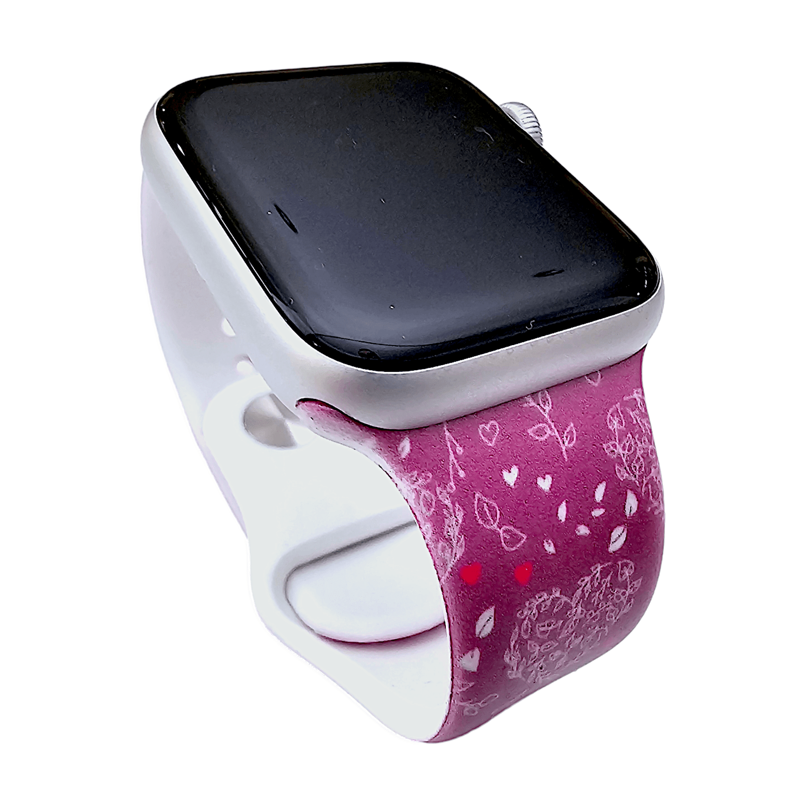 Heart Patterned Silicone Watch Strap For Apple Watch Dark Pink - Wrist Envy