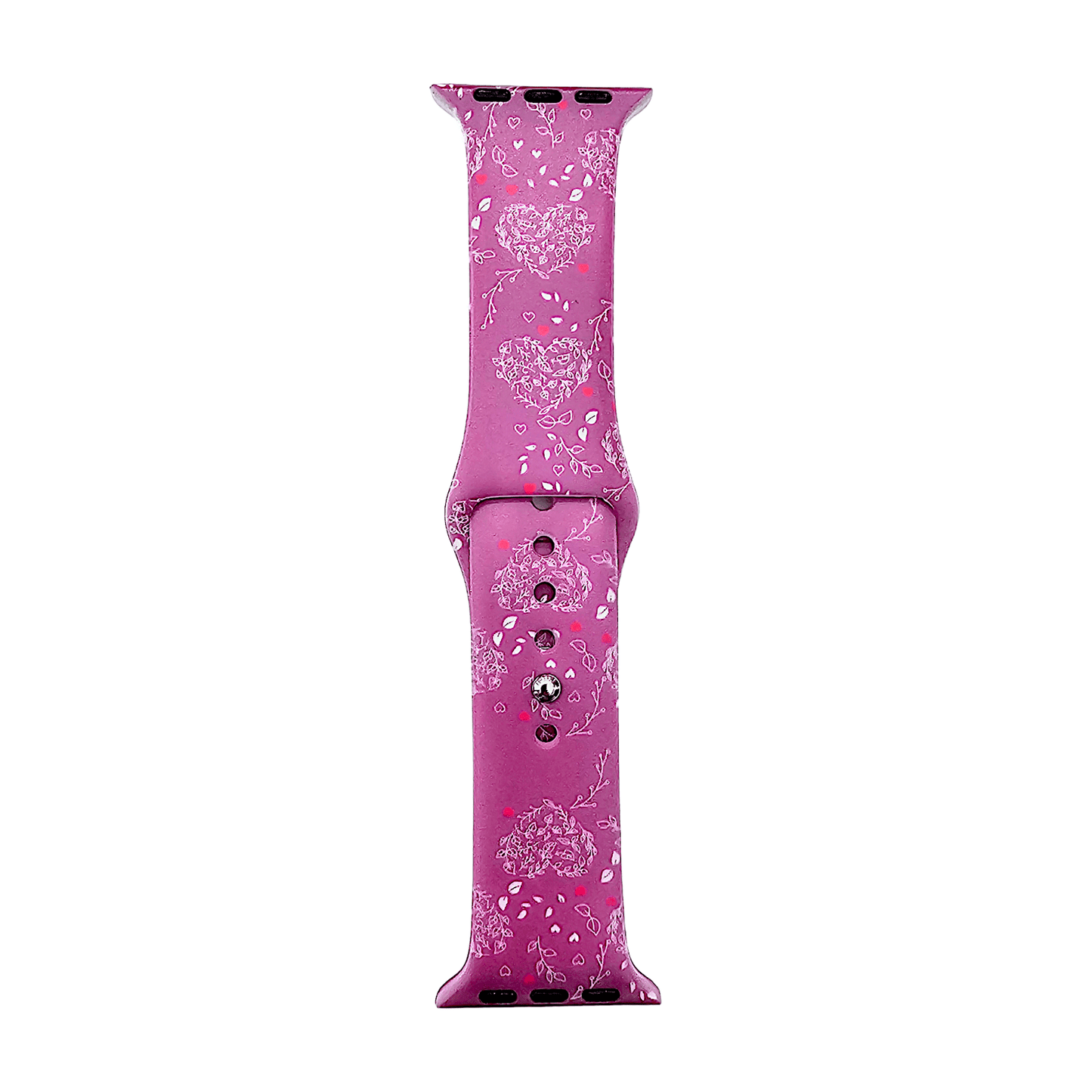 Heart Patterned Silicone Watch Strap For Apple Watch Dark Pink - Wrist Envy