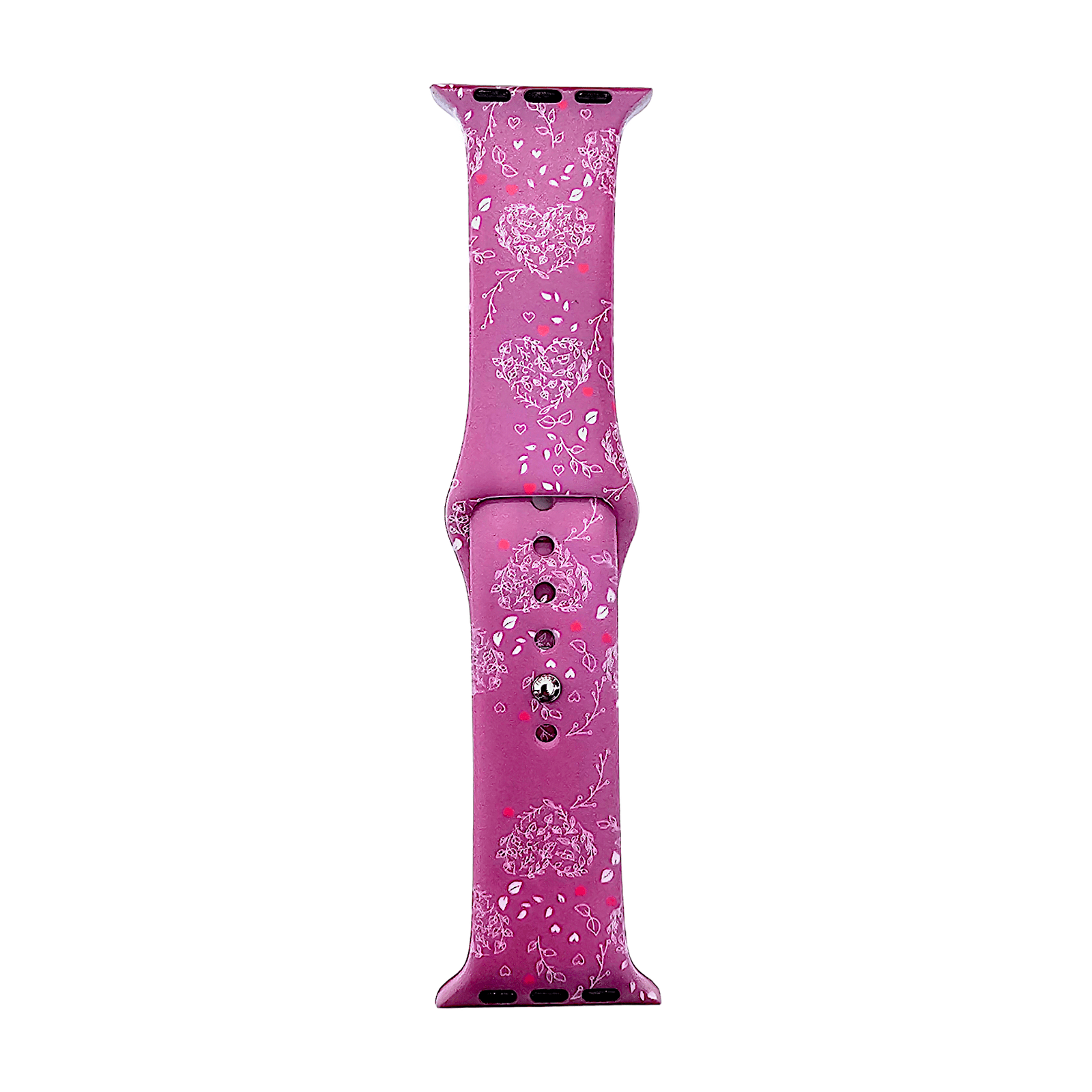 Heart Patterned Silicone Watch Strap For Apple Watch Dark Pink - Wrist Envy