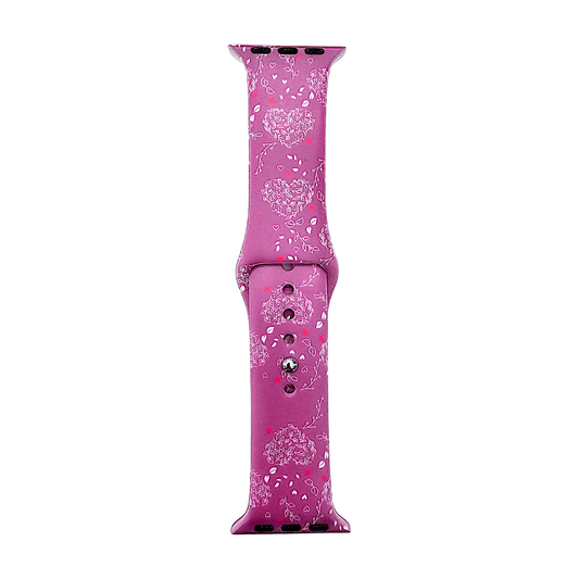 Heart Patterned Silicone Watch Strap For Apple Watch Dark Pink - Wrist Envy