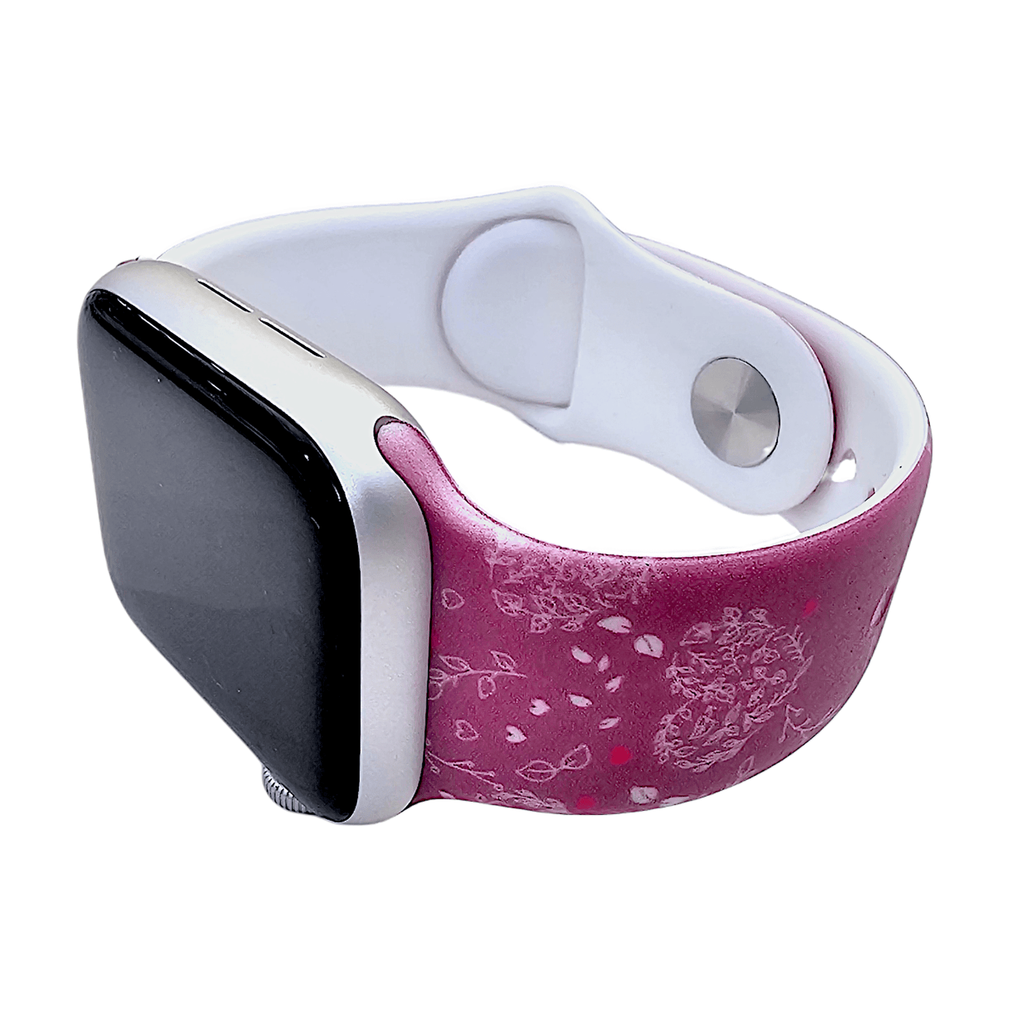 Heart Patterned Silicone Watch Strap For Apple Watch Dark Pink - Wrist Envy