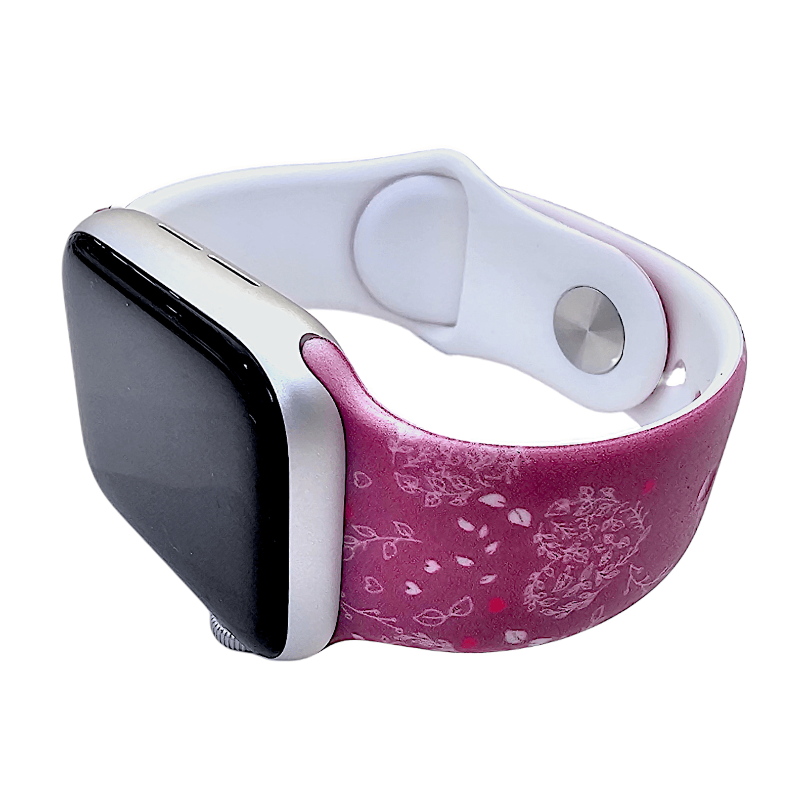 Heart Patterned Silicone Watch Strap For Apple Watch Dark Pink - Wrist Envy