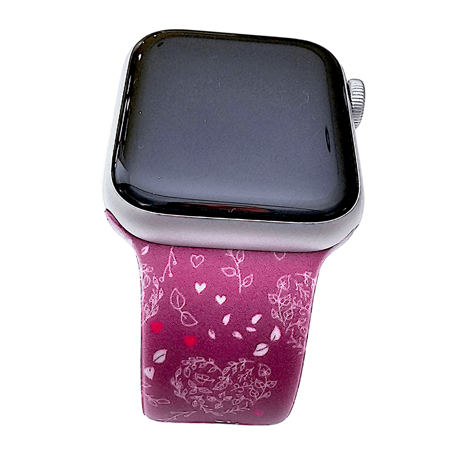 Heart Patterned Silicone Watch Strap For Apple Watch Dark Pink - Wrist Envy