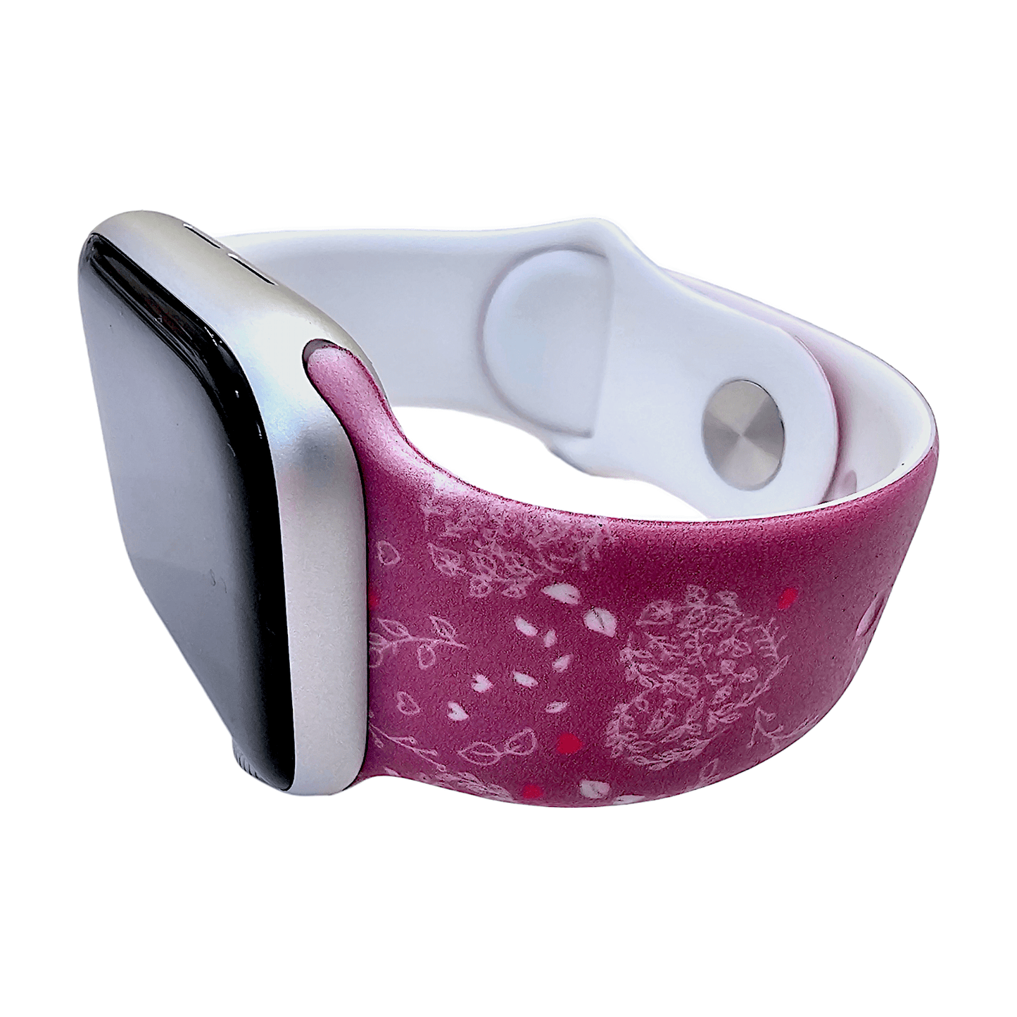 Heart Patterned Silicone Watch Strap For Apple Watch Dark Pink - Wrist Envy