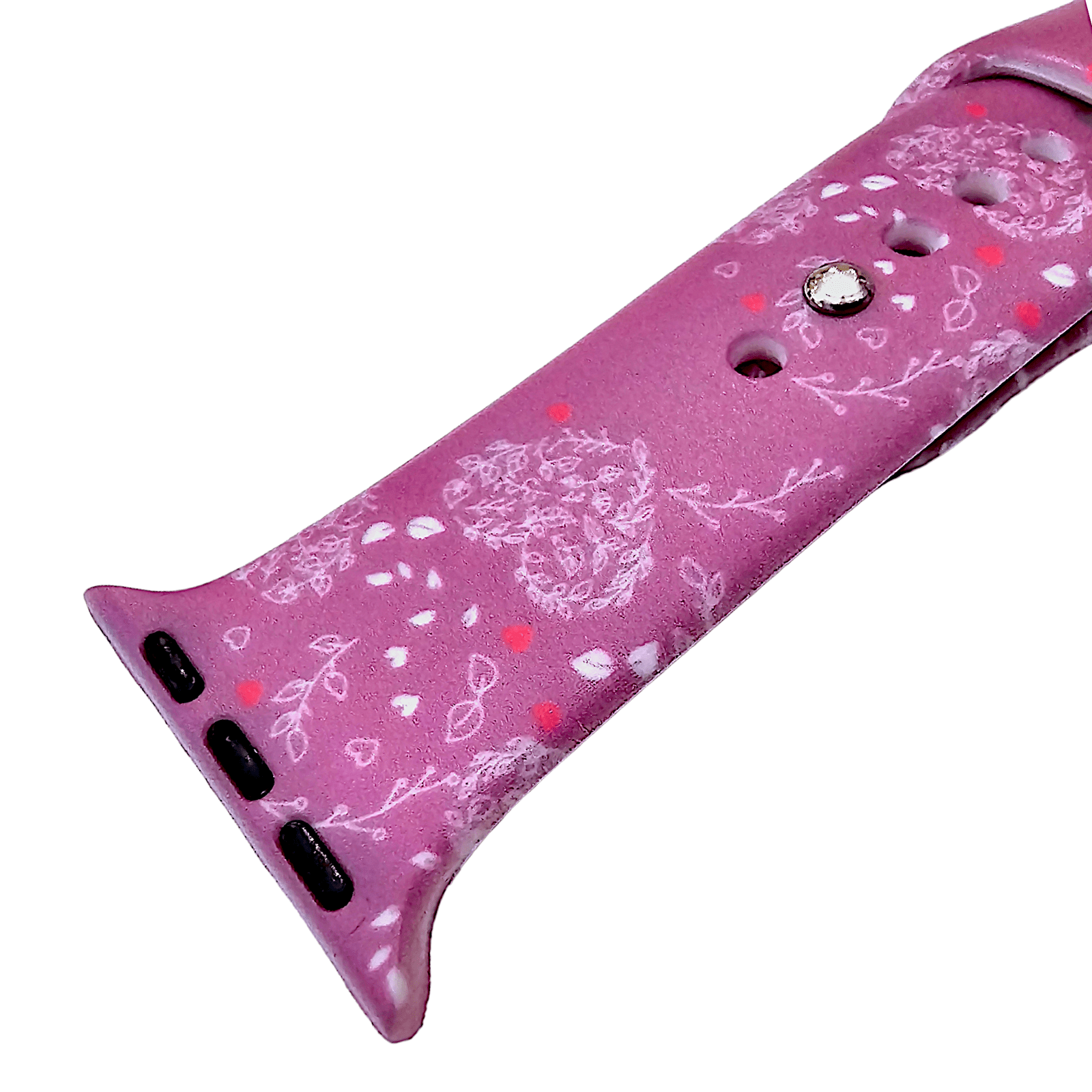 Heart Patterned Silicone Watch Strap For Apple Watch Dark Pink - Wrist Envy