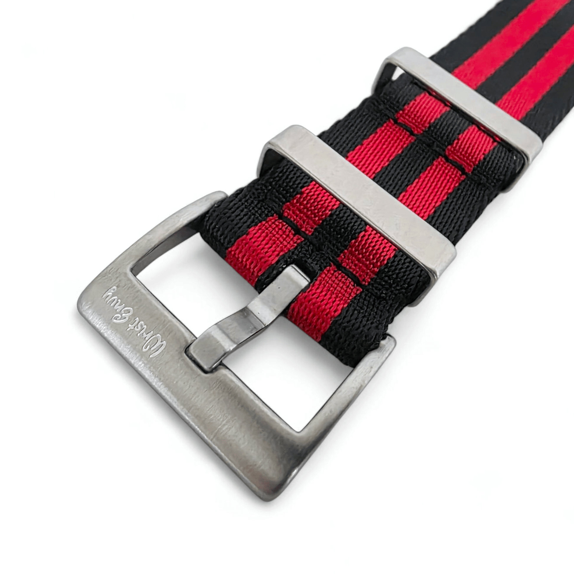 High Quality 1.8mm Thick Military Watch Strap 20mm 22mm Black Red Stripes - Wrist Envy