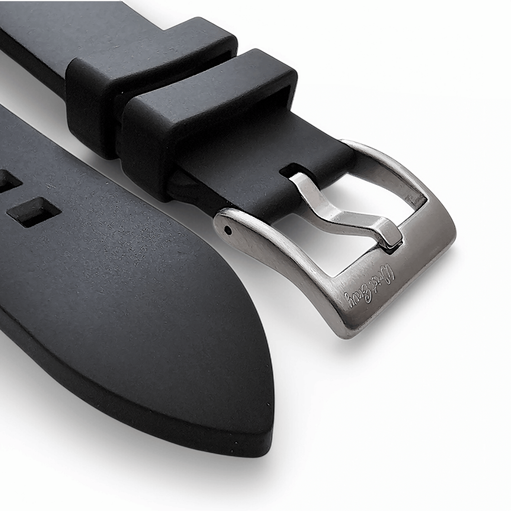 High Quality FKM Rubber Thick Smooth Watch Strap 20mm 21mm 22mm 24mm Black - Wrist Envy