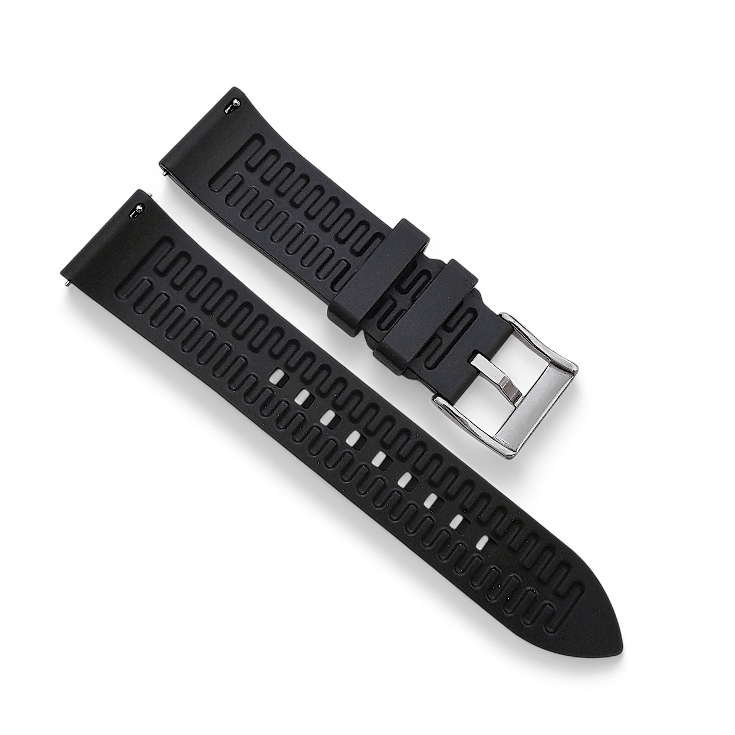 High Quality FKM Rubber Thick Smooth Watch Strap 20mm 21mm 22mm 24mm Black - Wrist Envy