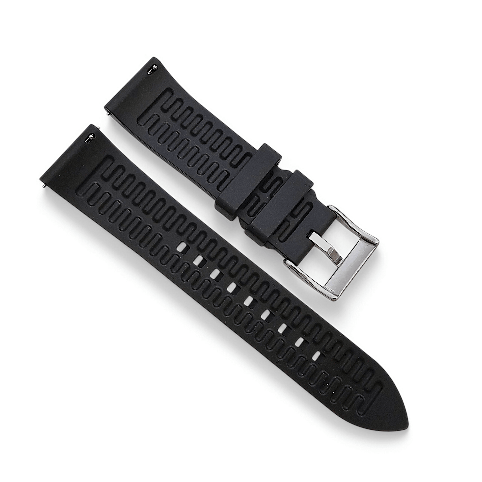 High Quality FKM Rubber Thick Smooth Watch Strap 20mm 21mm 22mm 24mm Black - Wrist Envy