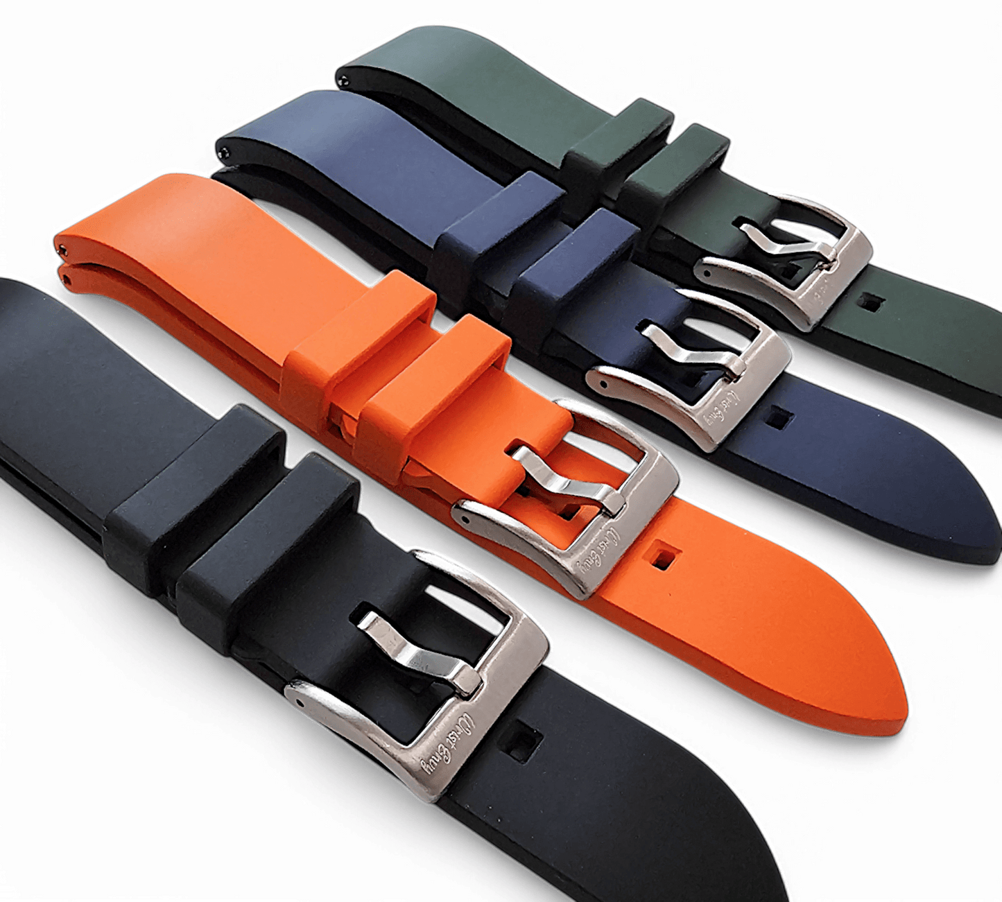 High Quality FKM Rubber Thick Smooth Watch Strap 20mm 21mm 22mm 24mm Black - Wrist Envy