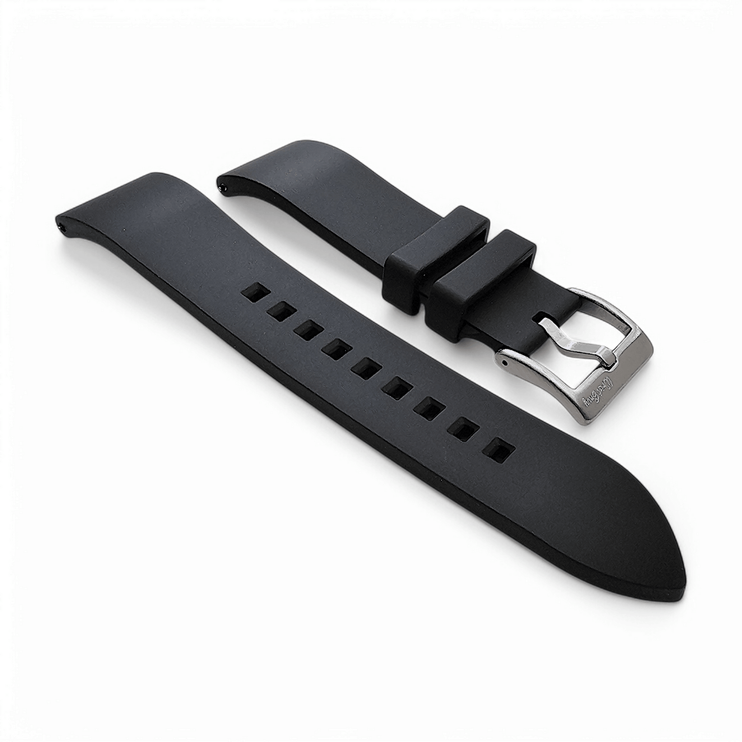High Quality FKM Rubber Thick Smooth Watch Strap 20mm 21mm 22mm 24mm Black - Wrist Envy