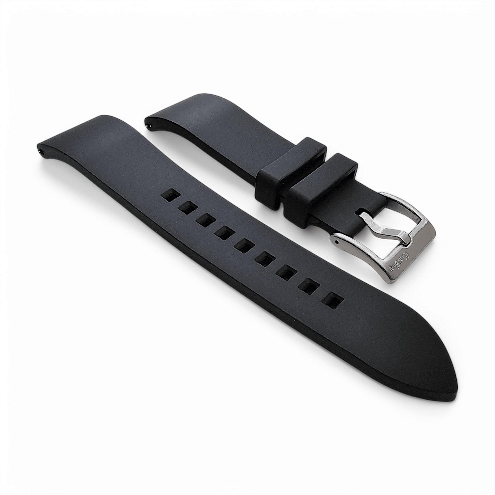 High Quality FKM Rubber Thick Smooth Watch Strap 20mm 21mm 22mm 24mm Black - Wrist Envy