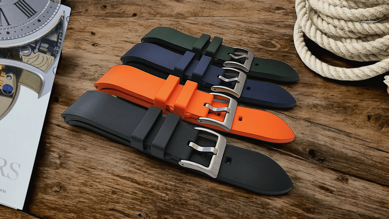 High Quality FKM Rubber Thick Smooth Watch Strap 20mm 21mm 22mm 24mm Black - Wrist Envy