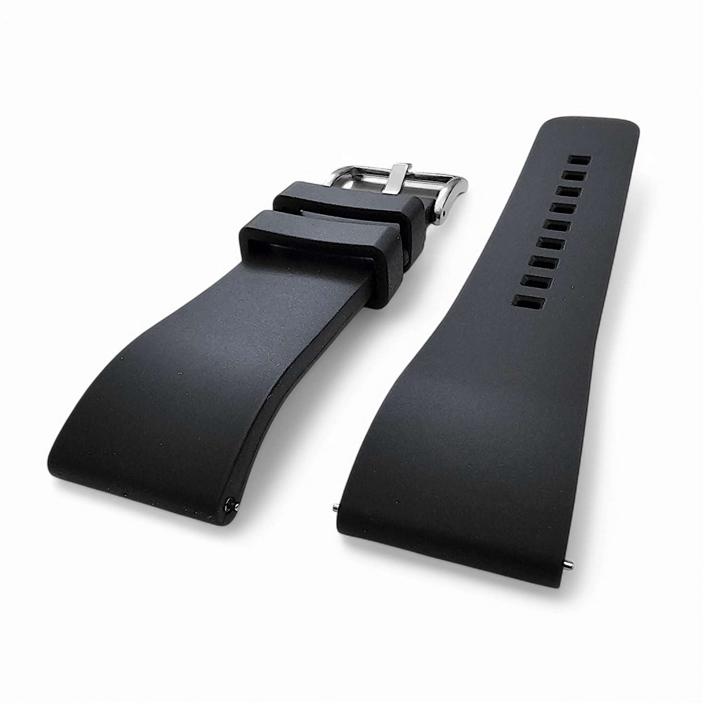 High Quality FKM Rubber Thick Smooth Watch Strap 20mm 21mm 22mm 24mm Black - Wrist Envy