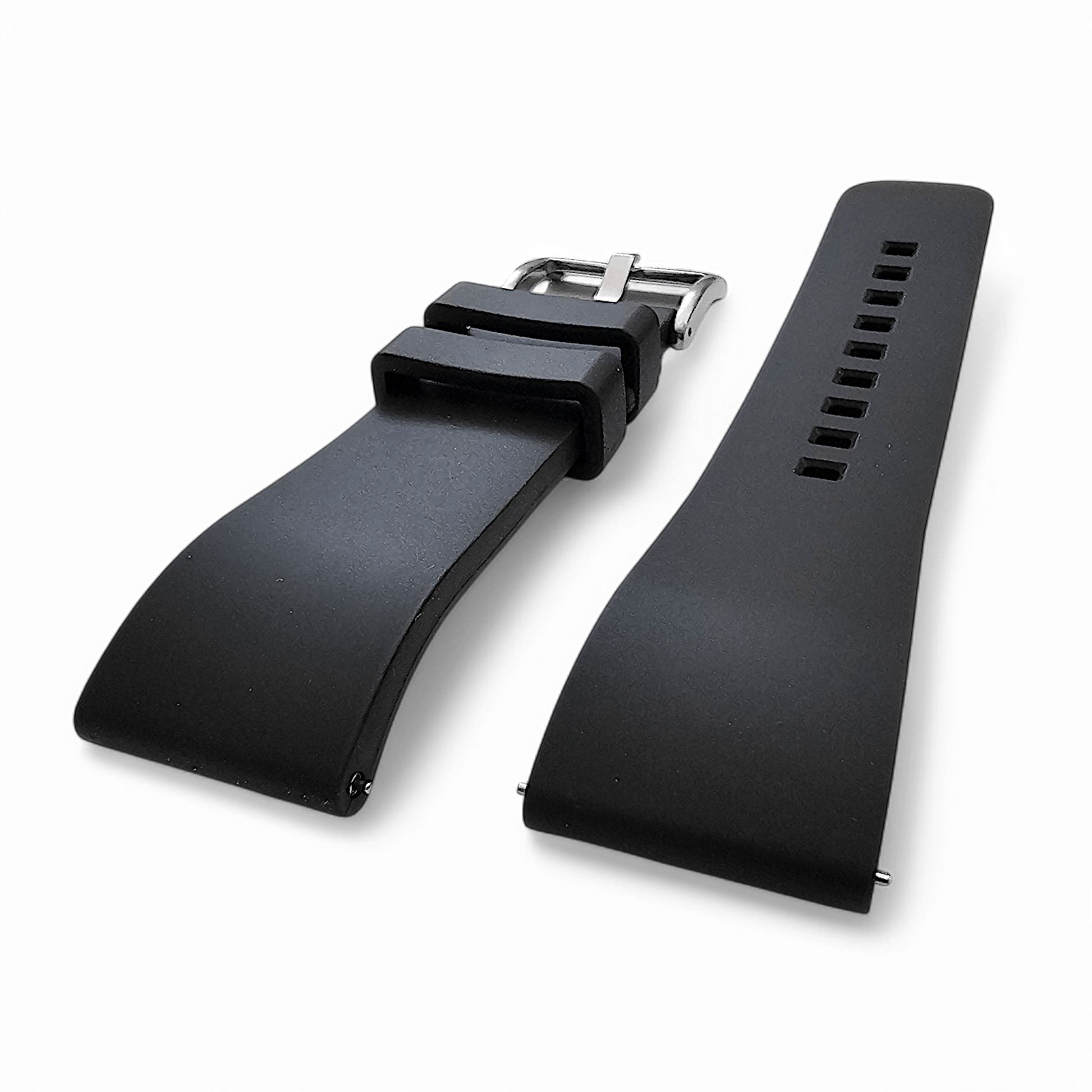 High Quality FKM Rubber Thick Smooth Watch Strap 20mm 21mm 22mm 24mm Black - Wrist Envy