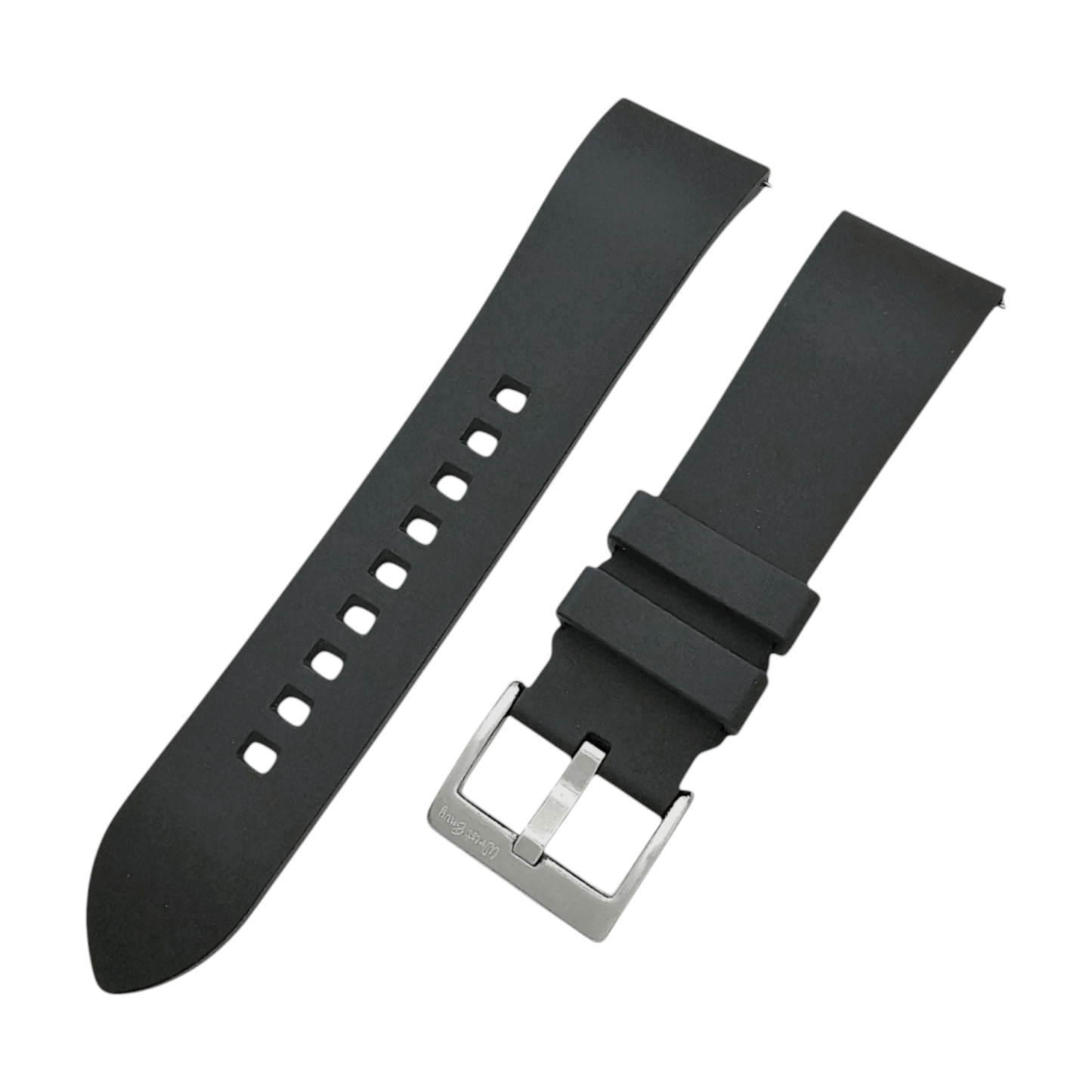 High Quality FKM Rubber Thick Smooth Watch Strap 20mm 21mm 22mm 24mm Black - Wrist Envy