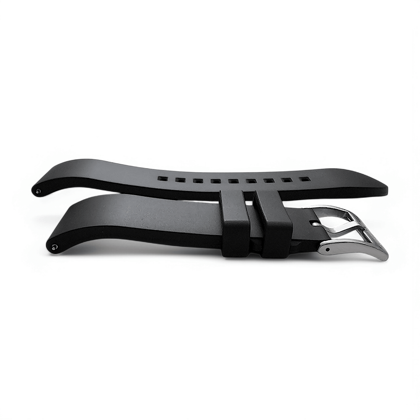 High Quality FKM Rubber Thick Smooth Watch Strap 20mm 21mm 22mm 24mm Black - Wrist Envy