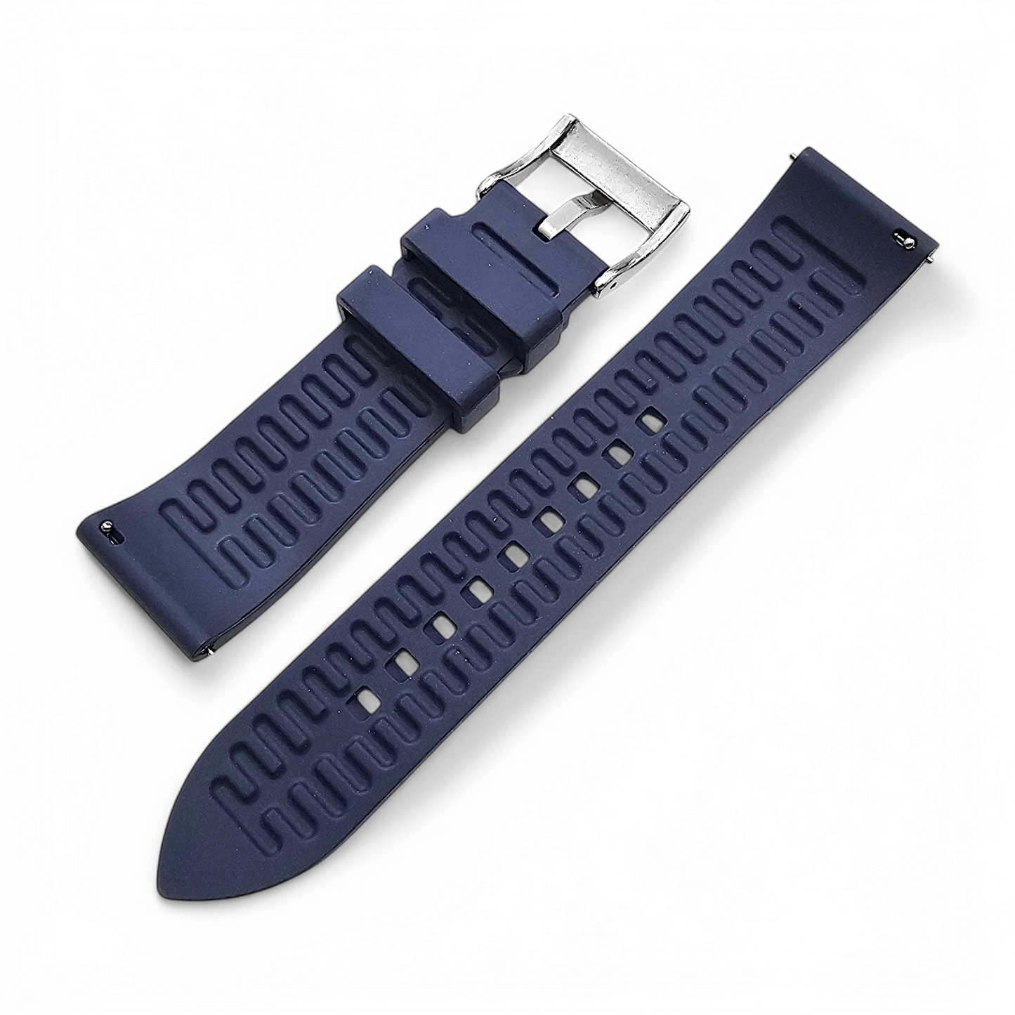 High Quality FKM Rubber Thick Smooth Watch Strap 20mm 21mm 22mm 24mm Blue - Wrist Envy