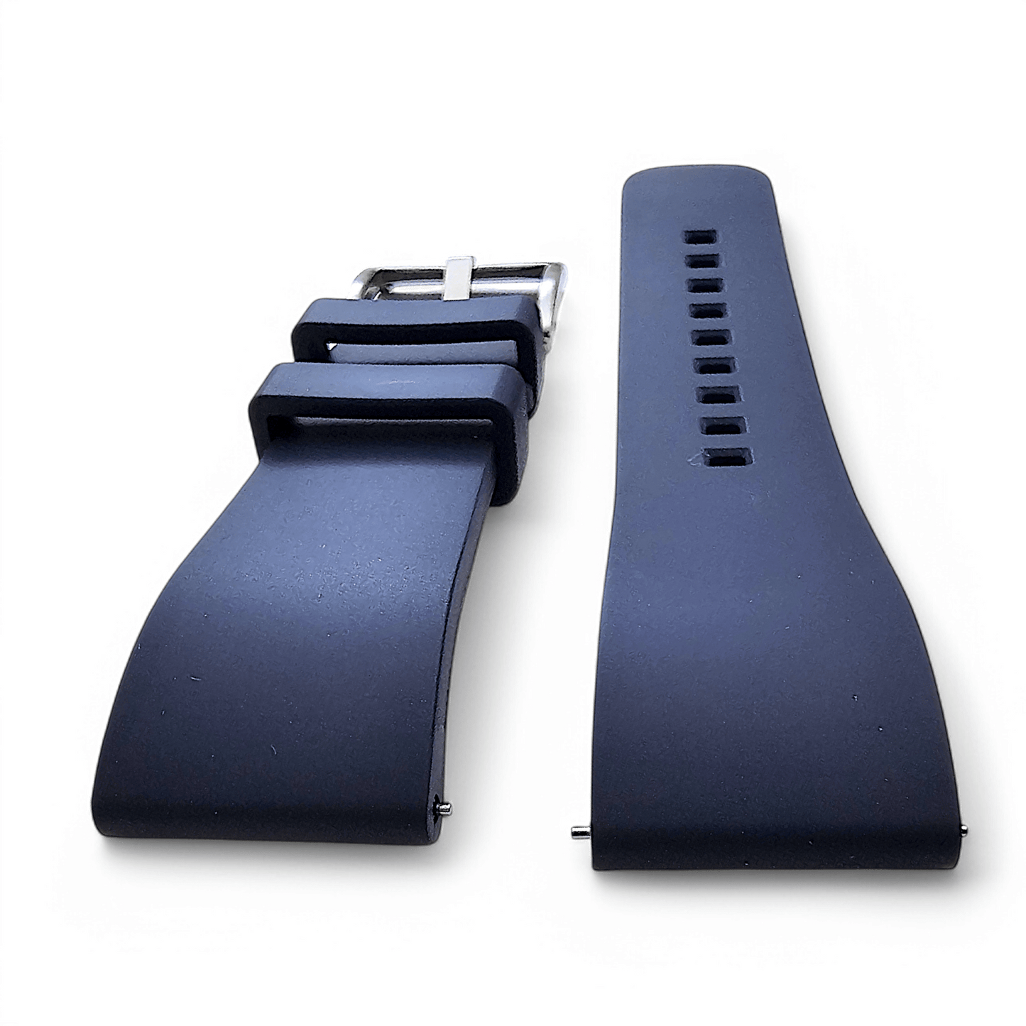 High Quality FKM Rubber Thick Smooth Watch Strap 20mm 21mm 22mm 24mm Blue - Wrist Envy