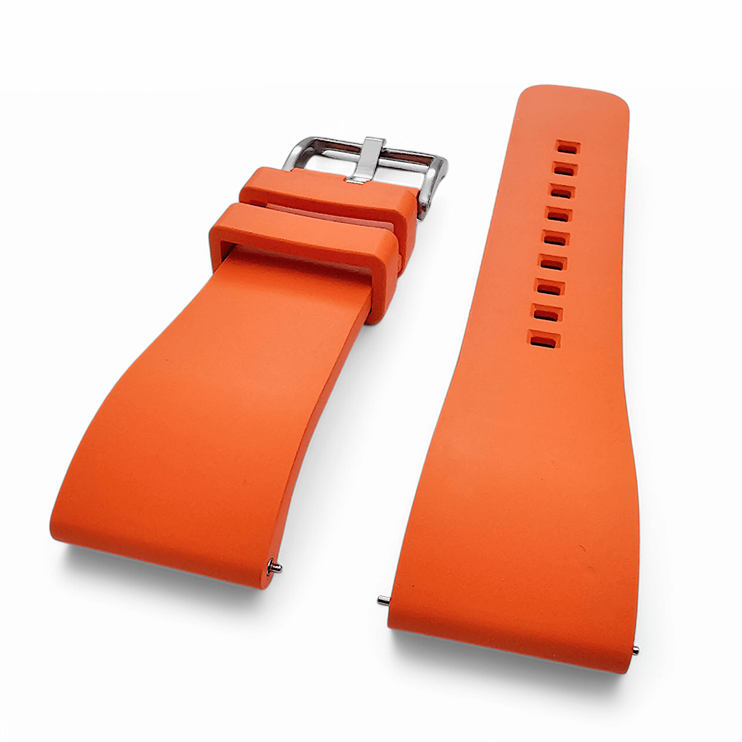 High Quality FKM Rubber Thick Smooth Watch Strap 20mm 22mm 24mm Orange - Wrist Envy
