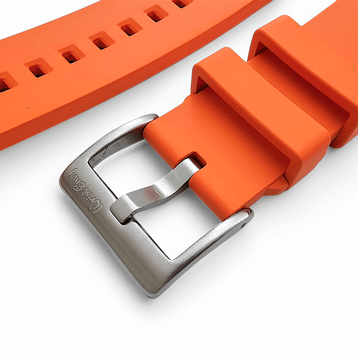 High Quality FKM Rubber Thick Smooth Watch Strap 20mm 22mm 24mm Orange - Wrist Envy