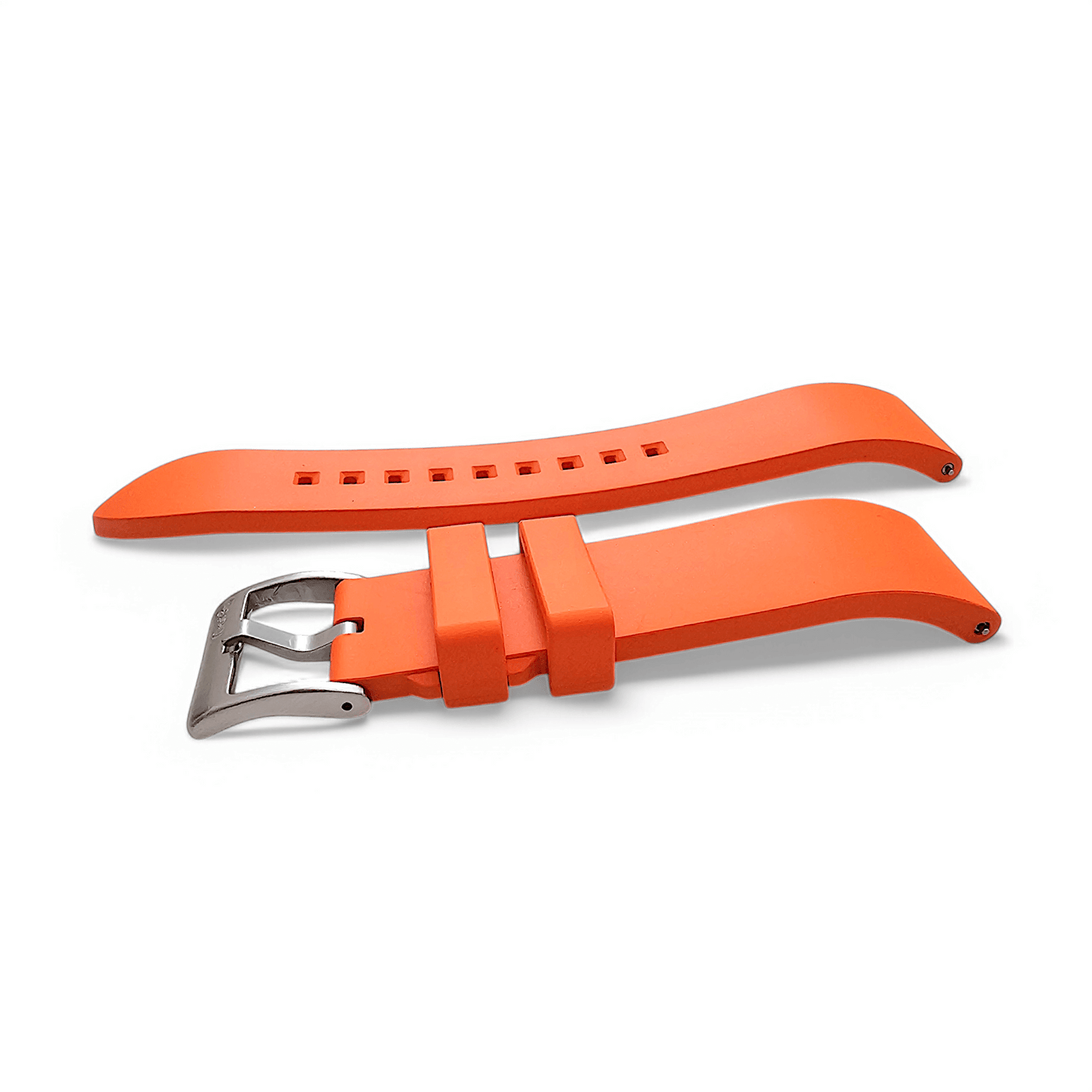High Quality FKM Rubber Thick Smooth Watch Strap 20mm 22mm 24mm Orange - Wrist Envy