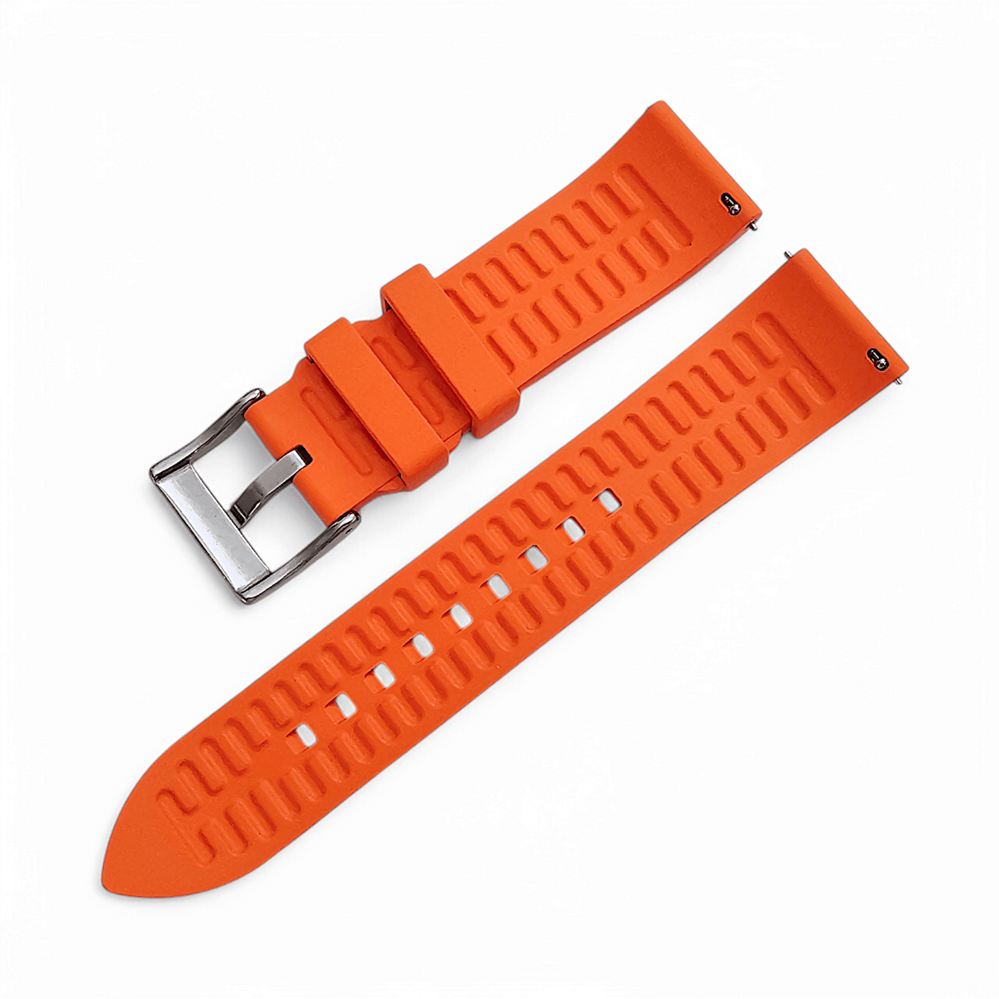 High Quality FKM Rubber Thick Smooth Watch Strap 20mm 22mm 24mm Orange - Wrist Envy