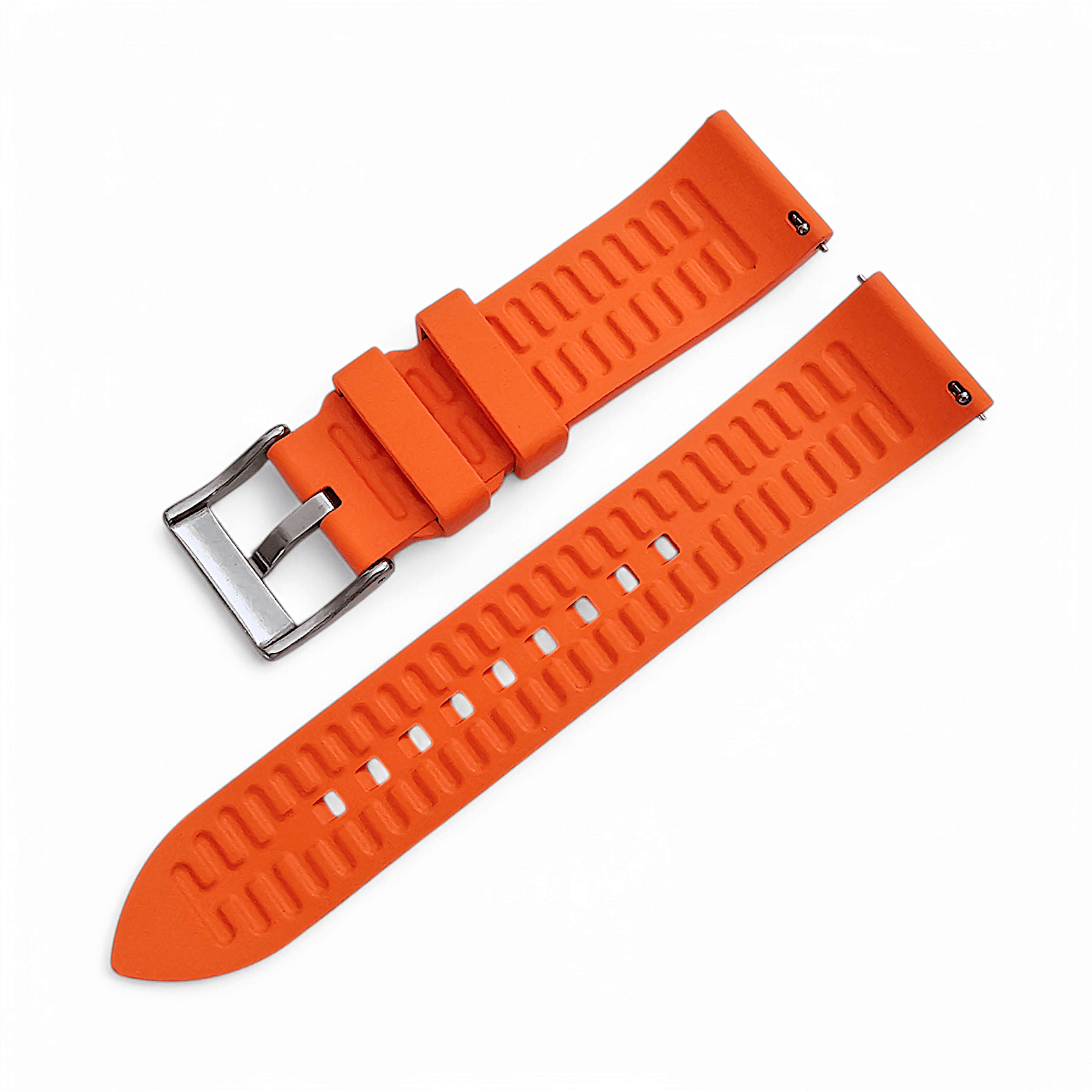 High Quality FKM Rubber Thick Smooth Watch Strap 20mm 22mm 24mm Orange - Wrist Envy