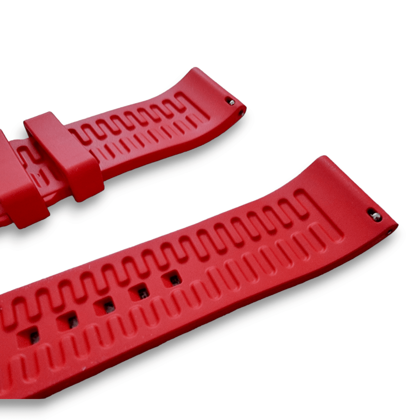 High Quality FKM Rubber Thick Smooth Watch Strap 20mm 22mm 24mm Red - Wrist Envy