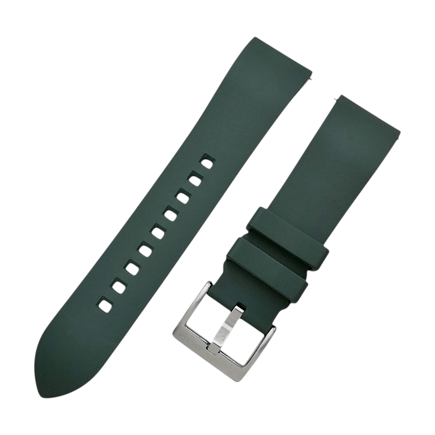High Quality FKM Rubber Thick Smooth Watch Strap 20mm 22mm Green - Wrist Envy
