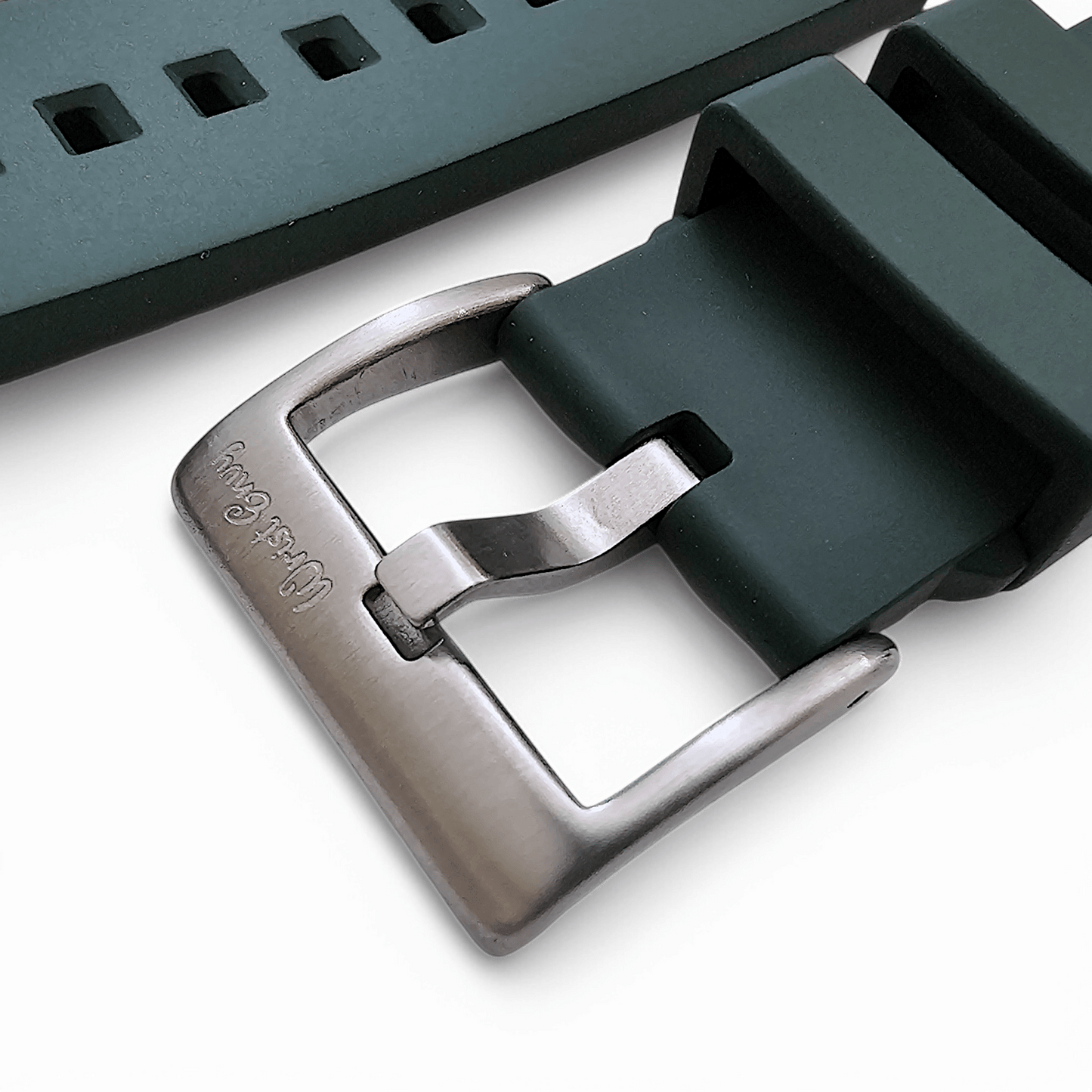 High Quality FKM Rubber Thick Smooth Watch Strap 20mm 22mm Green - Wrist Envy