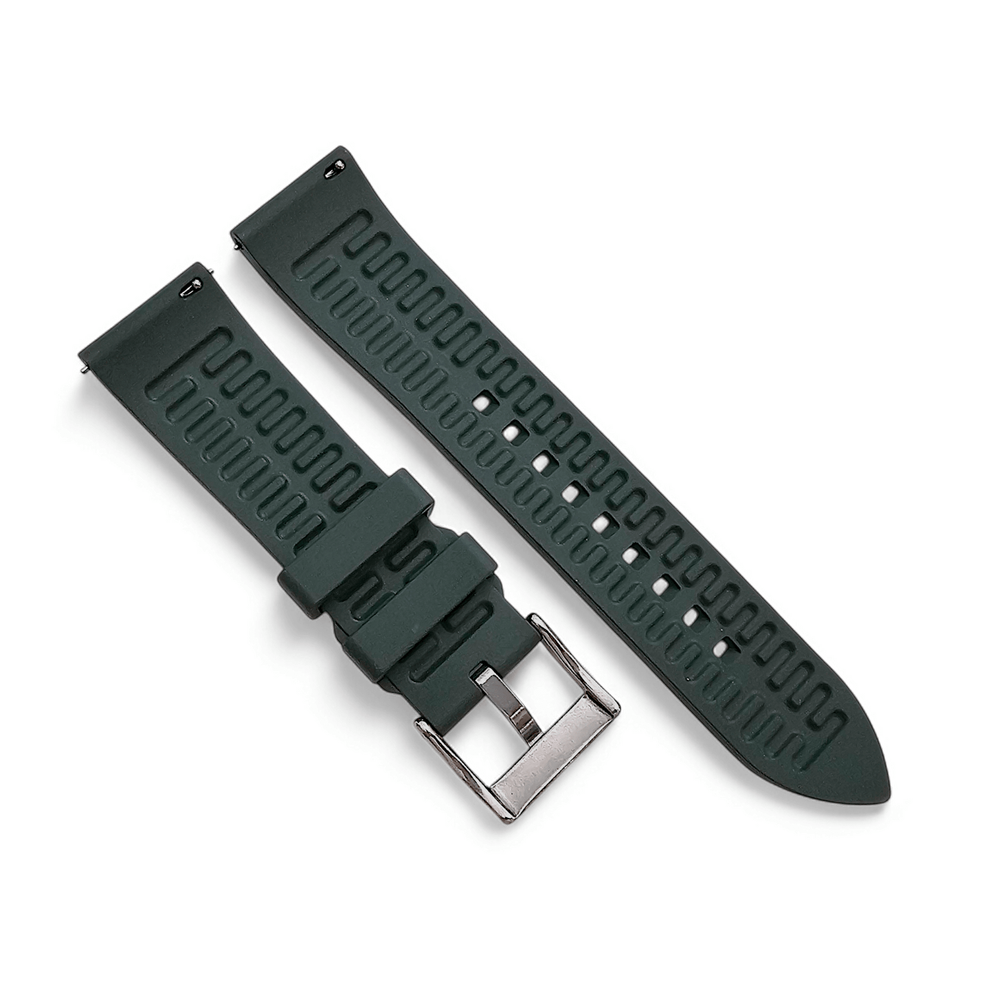 High Quality FKM Rubber Thick Smooth Watch Strap 20mm 22mm Green - Wrist Envy