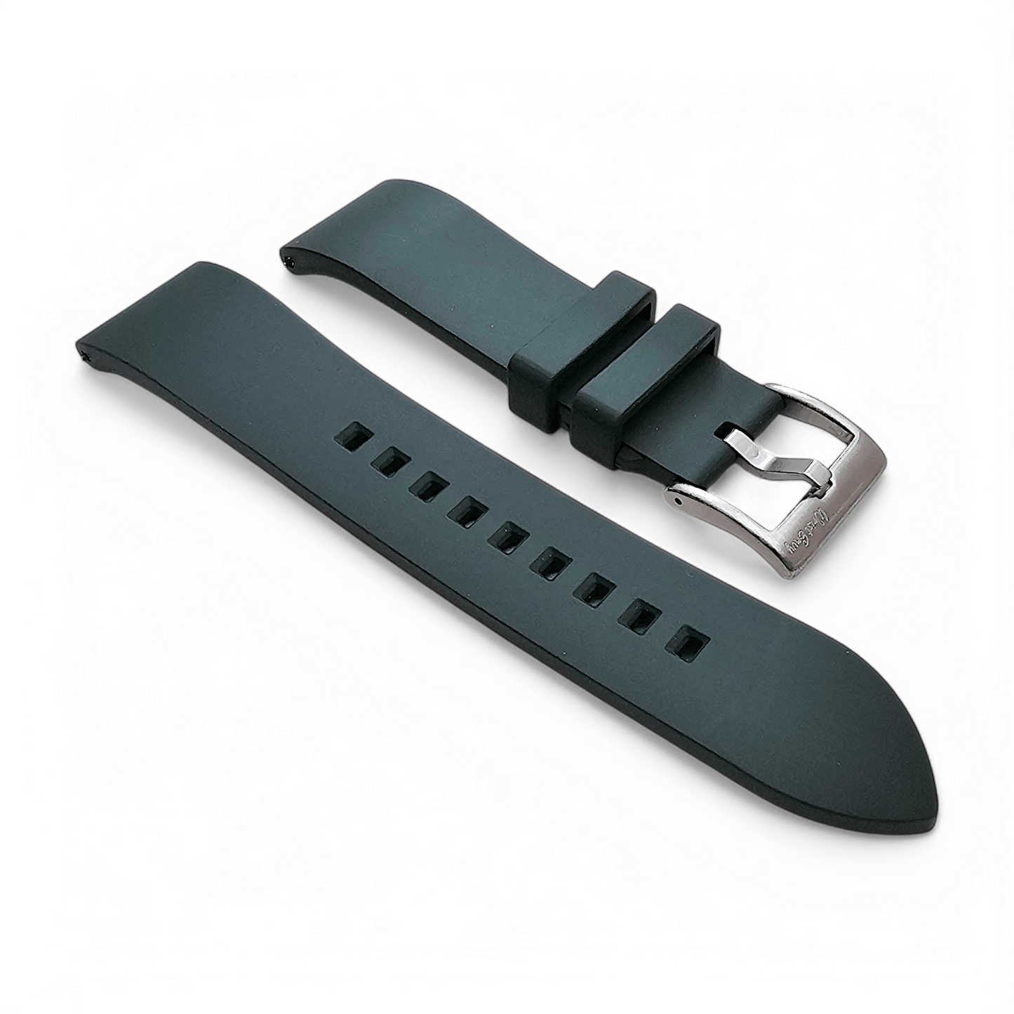 High Quality FKM Rubber Thick Smooth Watch Strap 20mm 22mm Green - Wrist Envy