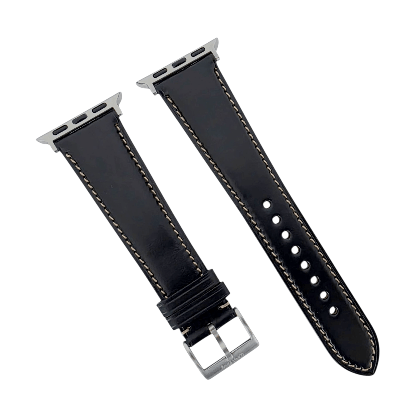 Horween Chromexcel Full Grain Leather Strap For Apple Watch Black - Wrist Envy
