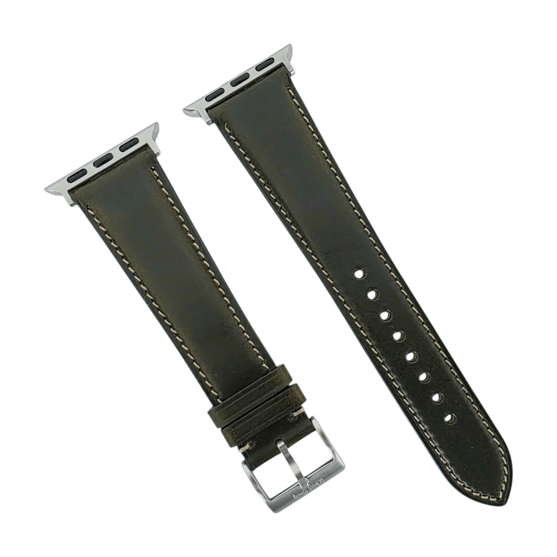 Horween Chromexcel Full Grain Leather Strap For Apple Watch Dark Green - Wrist Envy