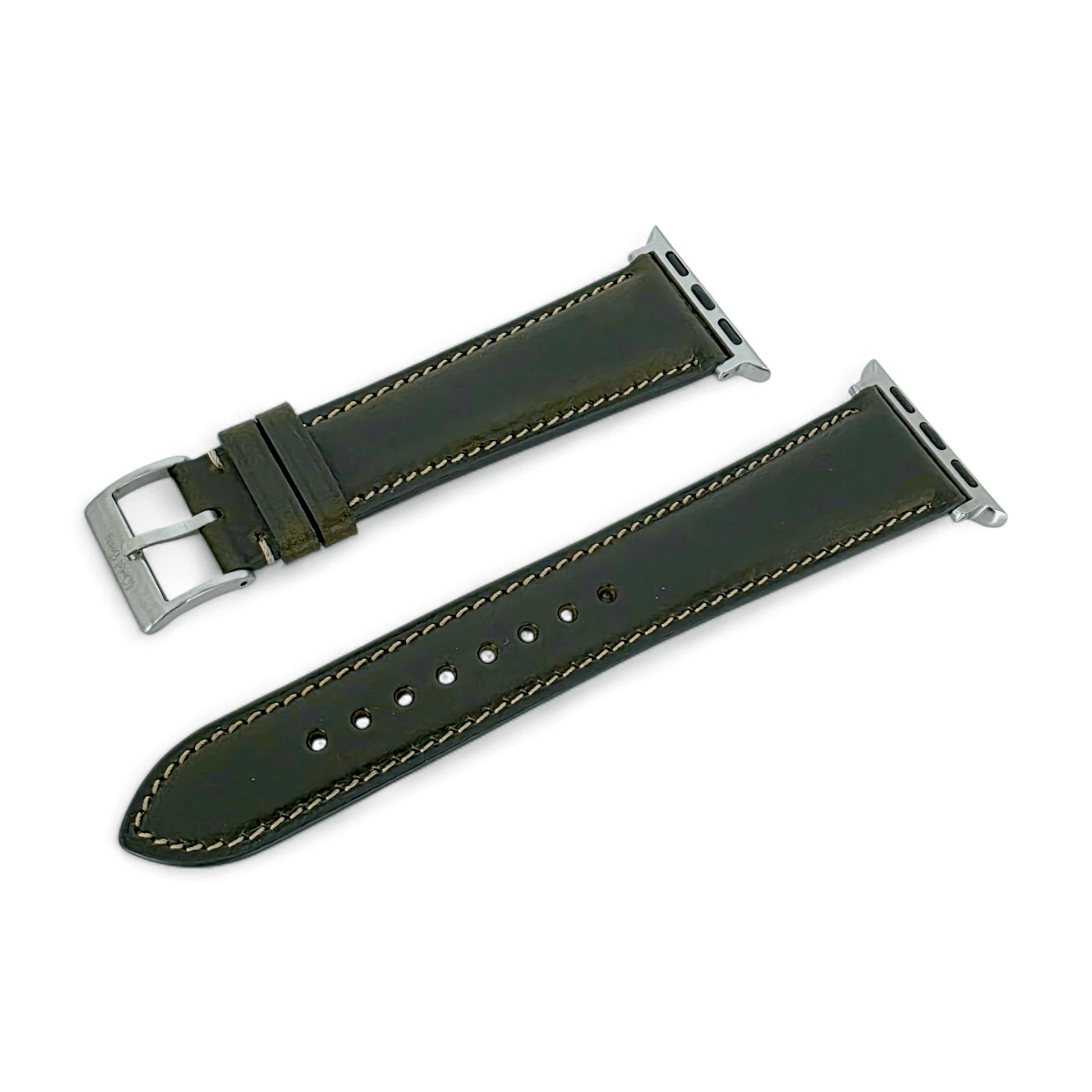 Horween Chromexcel Full Grain Leather Strap For Apple Watch Dark Green - Wrist Envy
