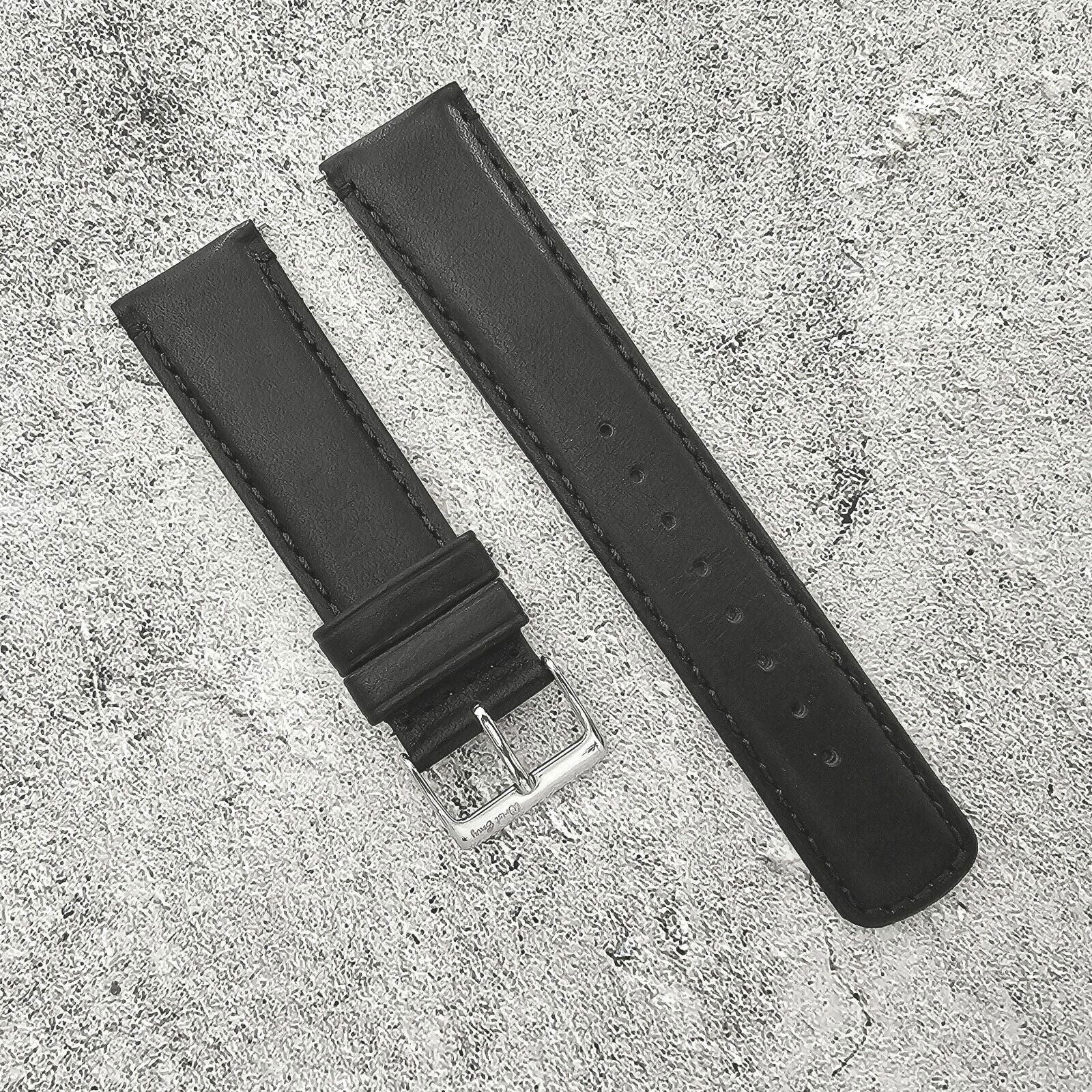 Horween Dublin Leather Watch Strap 20mm 22mm Black - Wrist Envy
