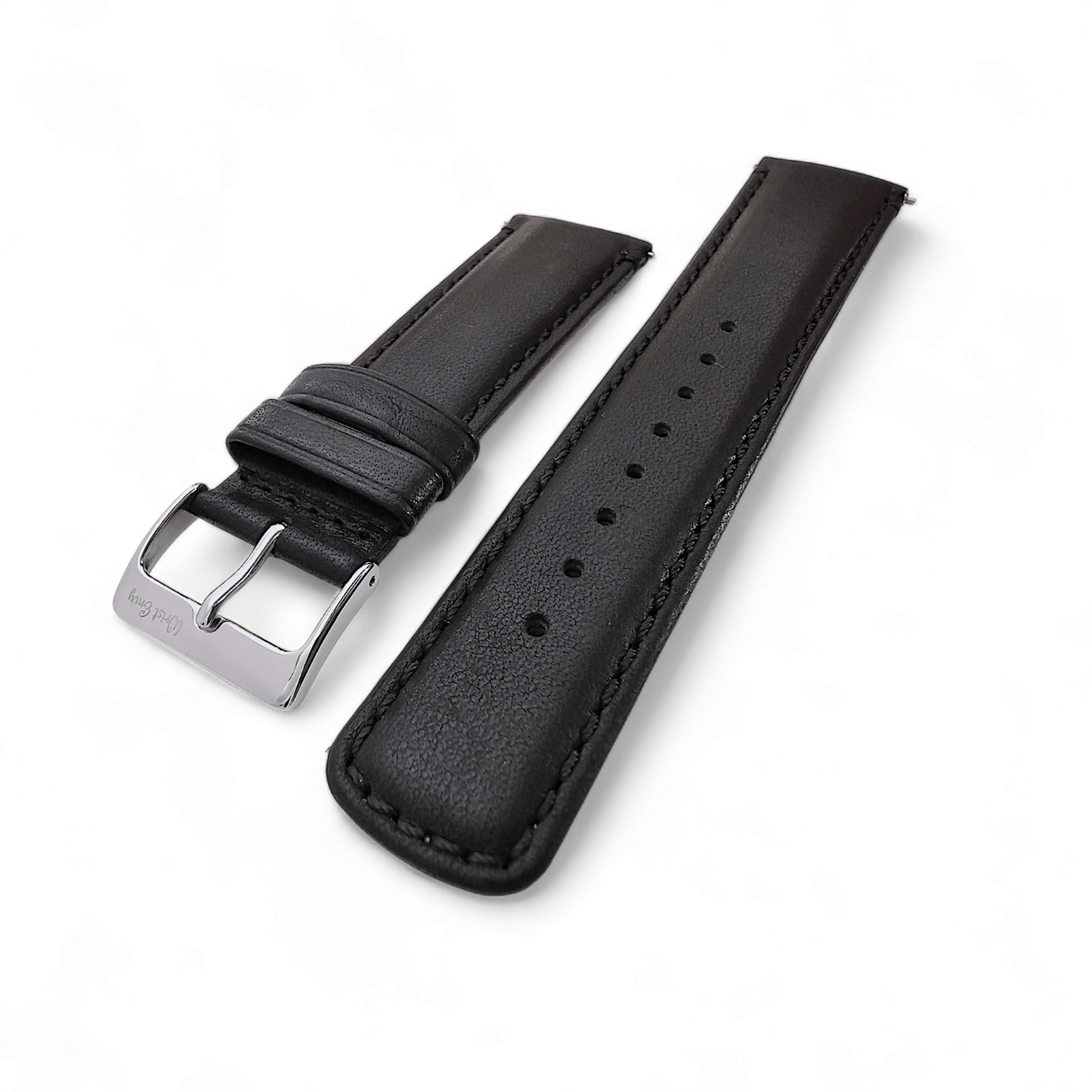 Horween Dublin Leather Watch Strap 20mm 22mm Black - Wrist Envy