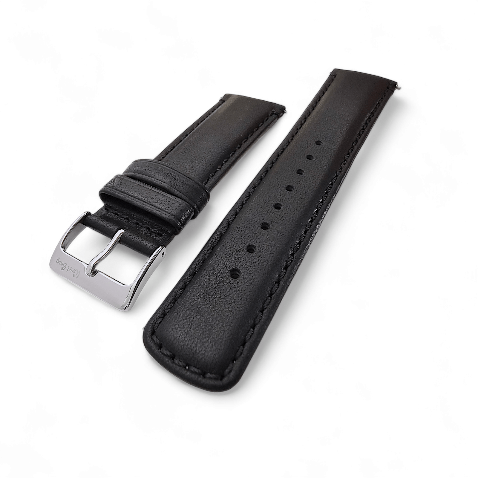 Horween Dublin Leather Watch Strap 20mm 22mm Black - Wrist Envy