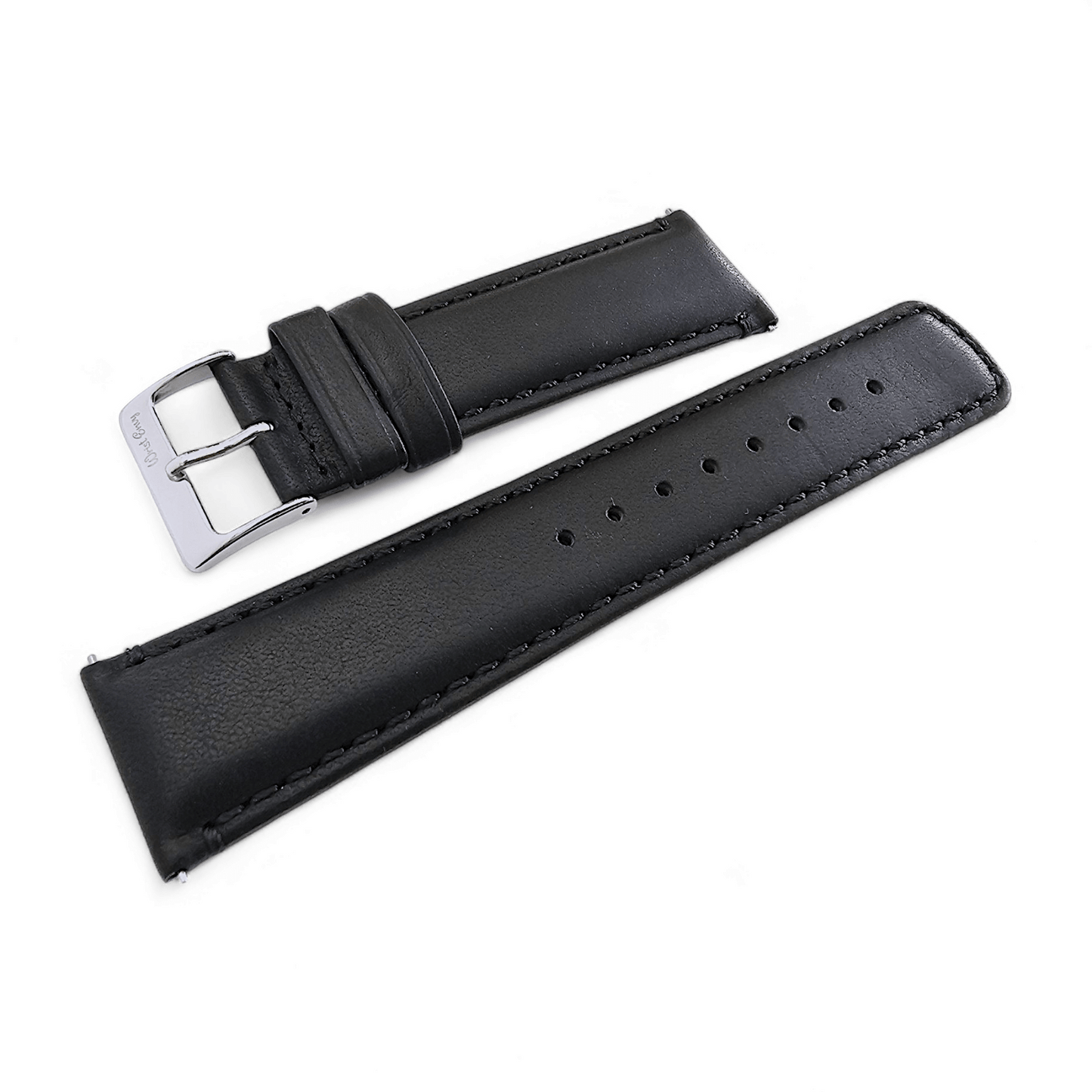 Horween Dublin Leather Watch Strap 20mm 22mm Black - Wrist Envy