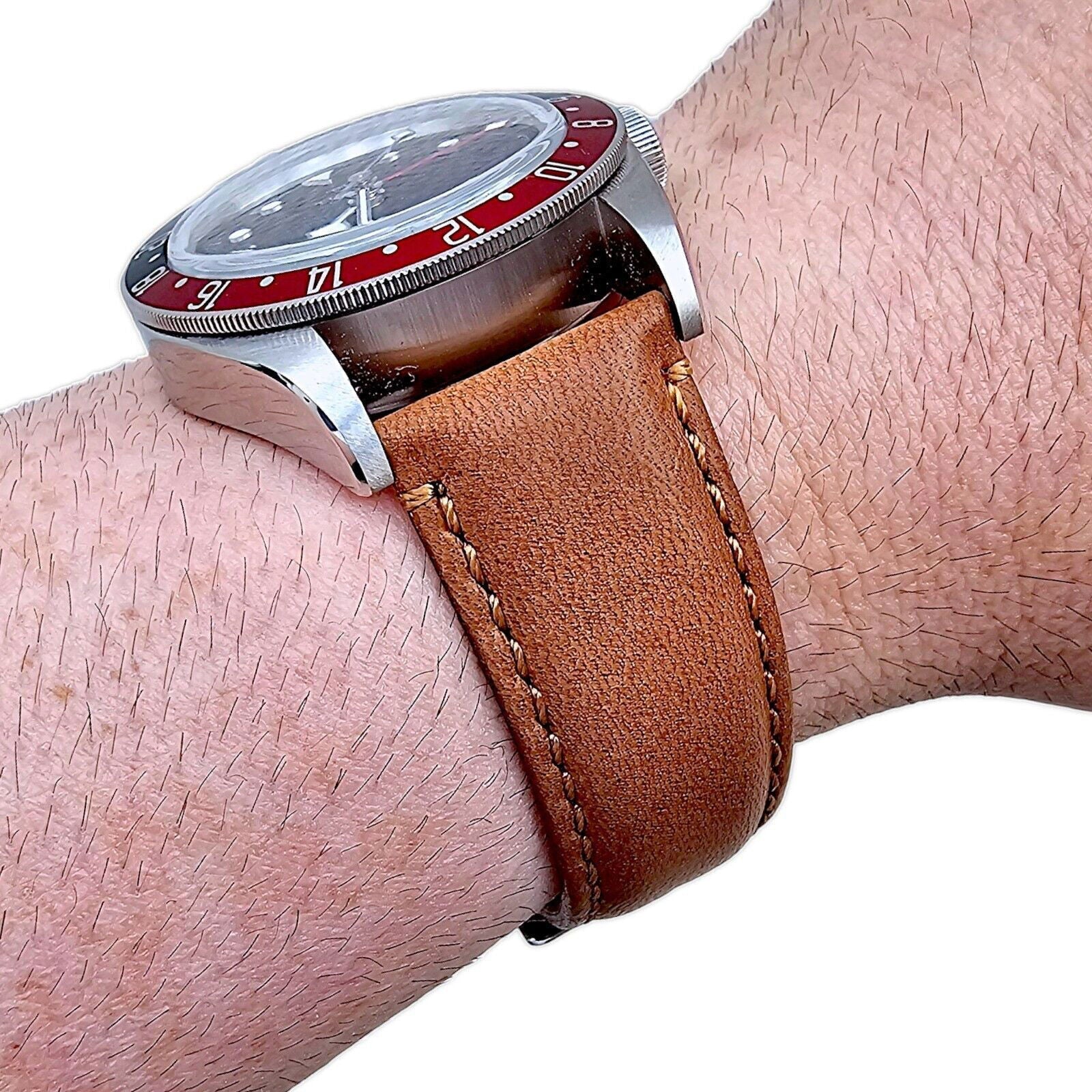 Horween Dublin Leather Watch Strap 20mm 22mm Caramel Brown - Wrist Envy
