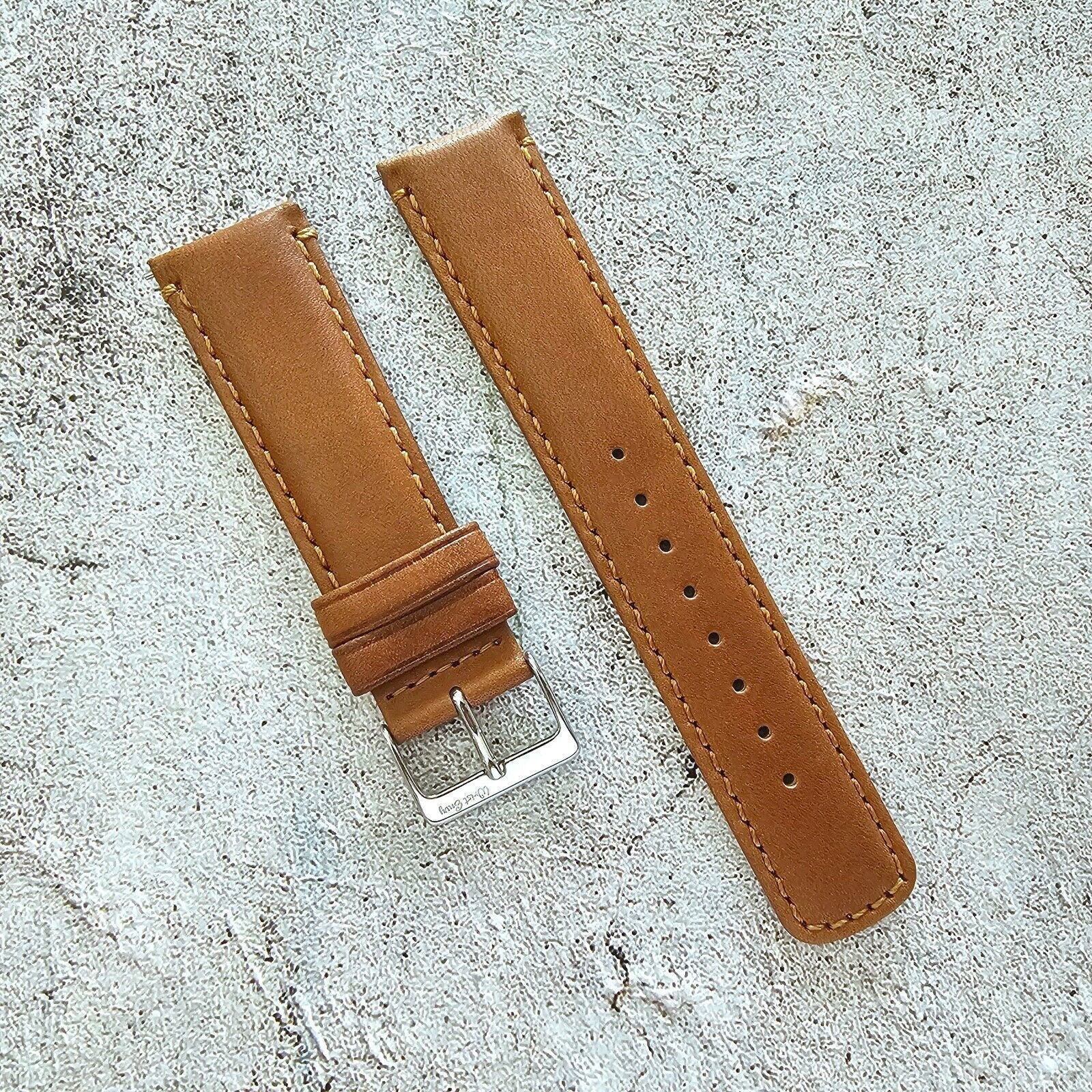 Horween Dublin Leather Watch Strap 20mm 22mm Caramel Brown - Wrist Envy