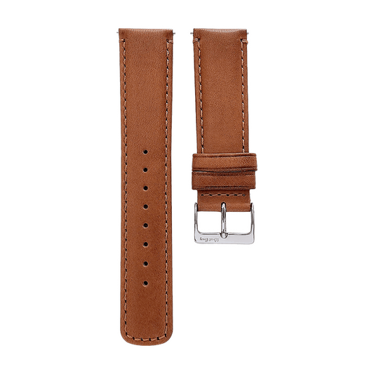 Horween Dublin Leather Watch Strap 20mm 22mm Caramel Brown - Wrist Envy