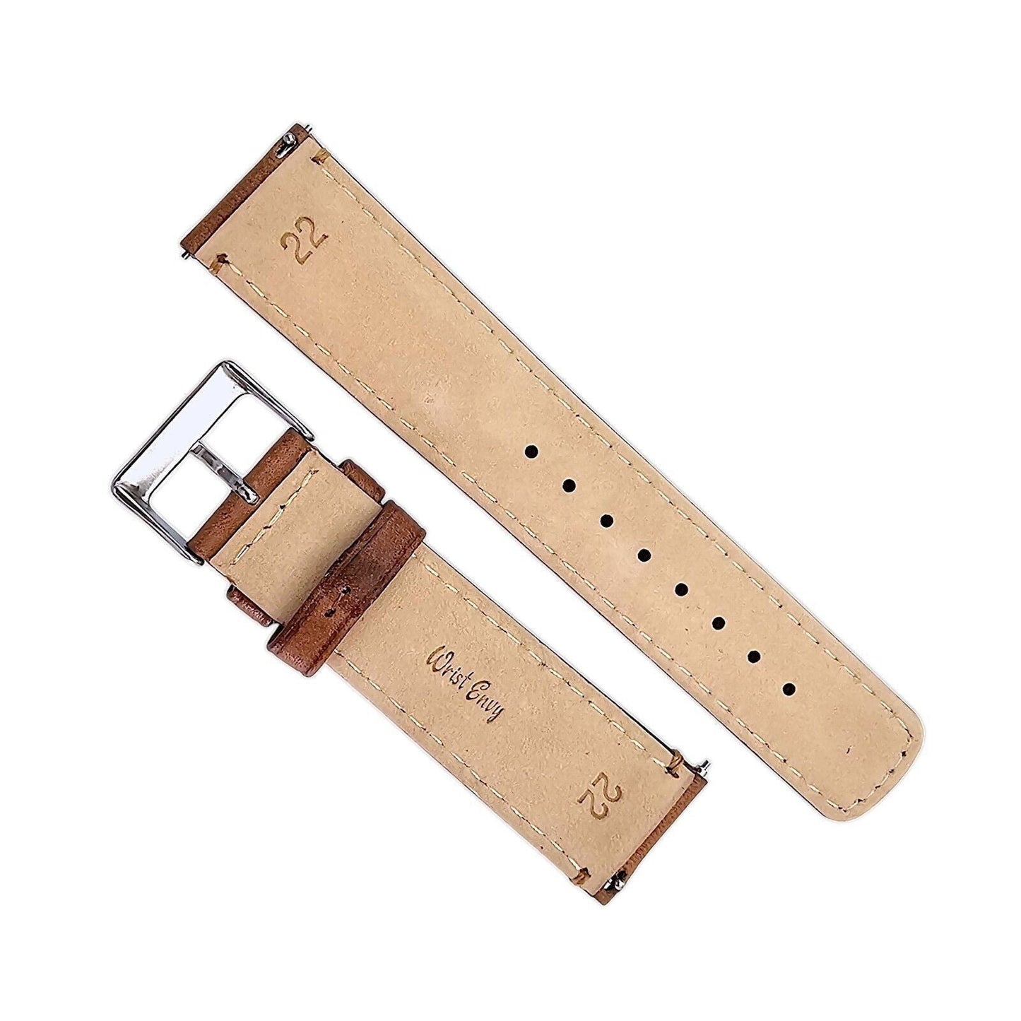 Horween Dublin Leather Watch Strap 20mm 22mm Caramel Brown - Wrist Envy