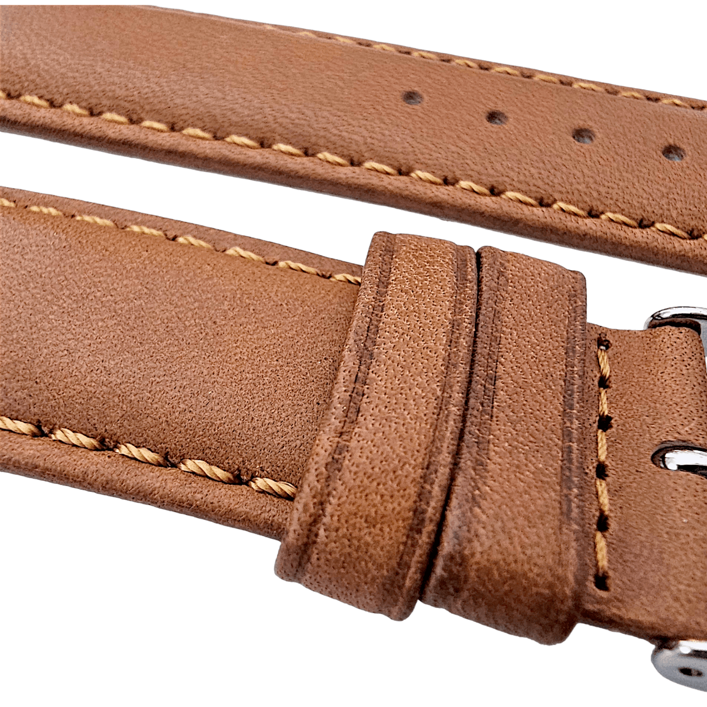 Horween Dublin Leather Watch Strap 20mm 22mm Caramel Brown - Wrist Envy